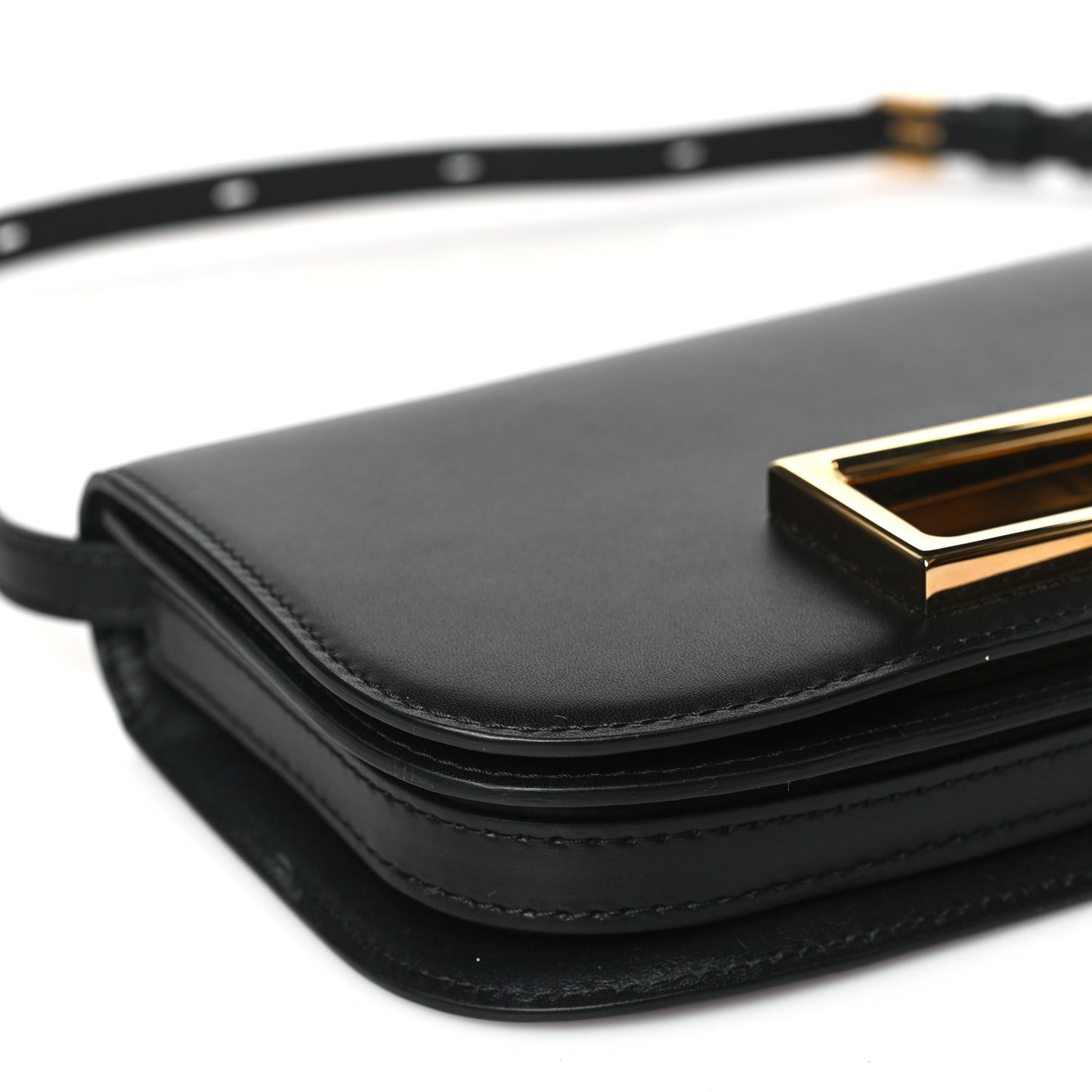 Olen Calfskin Lingot Clutch Bag Black