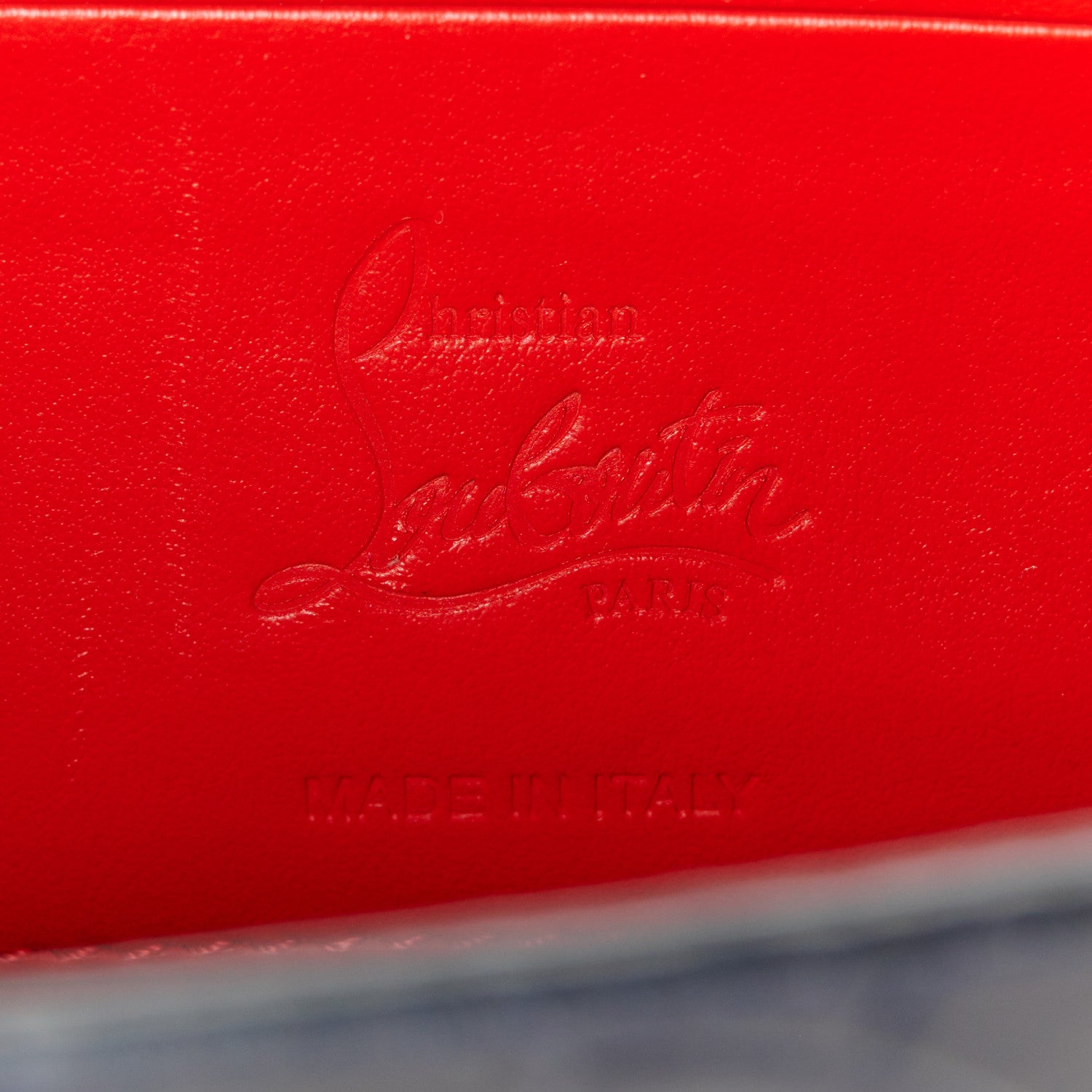 Christian Louboutin Calfskin Embossed Crocodile Loubi54 Crossbody Clutch Navy 6 of 9