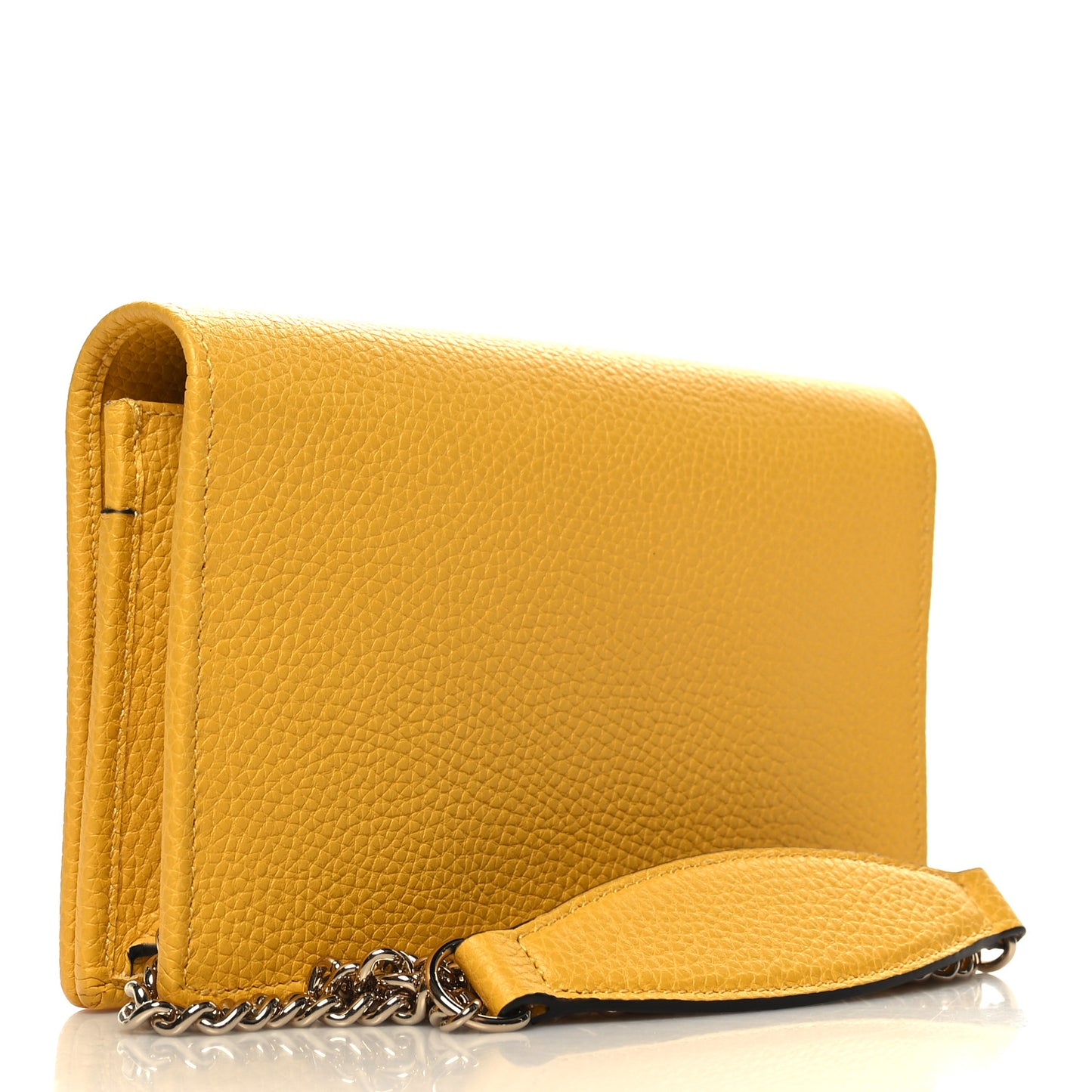 Pebbled Calfskin Soho Wallet On Chain New Buttercup