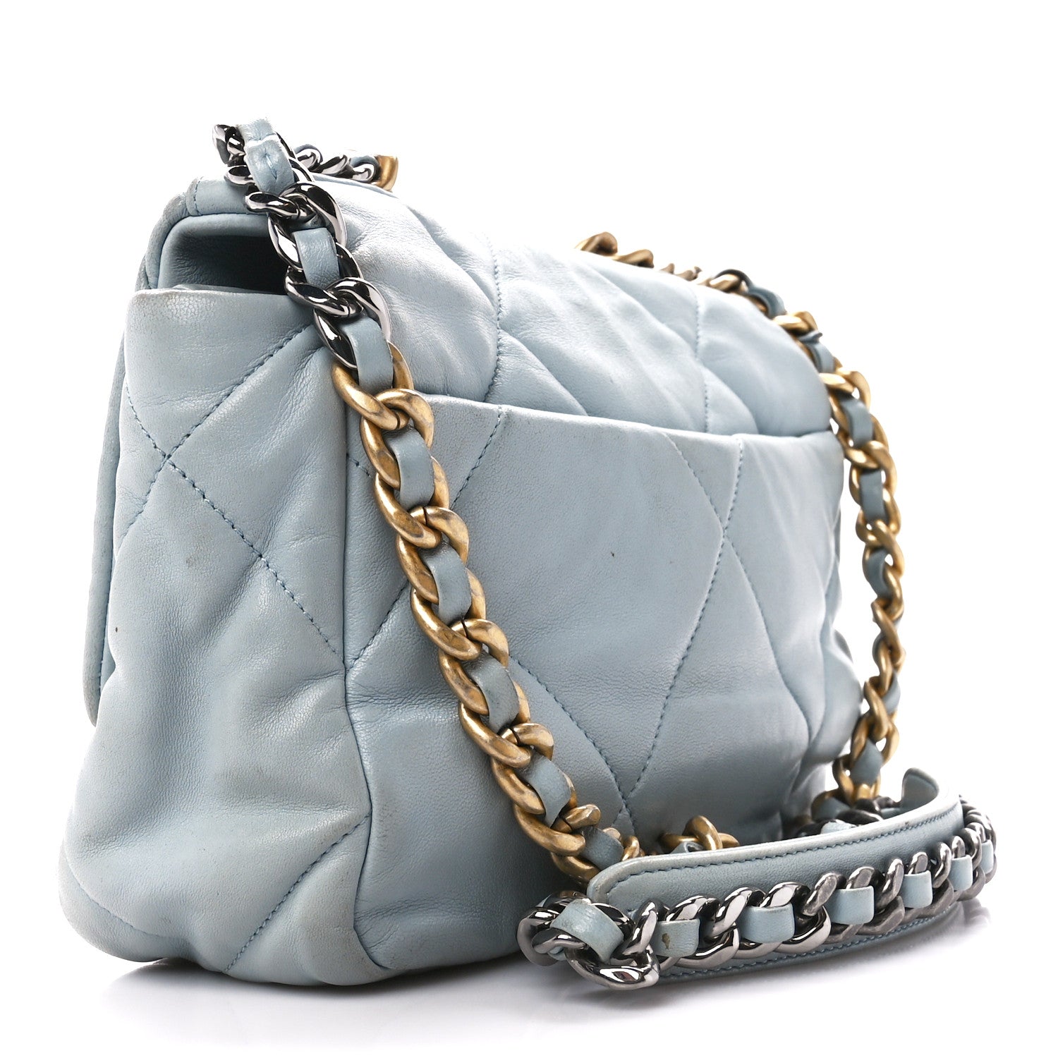 Chanel Lambskin Quilted Medium Chanel 19 Flap Light Blue 3 of 12