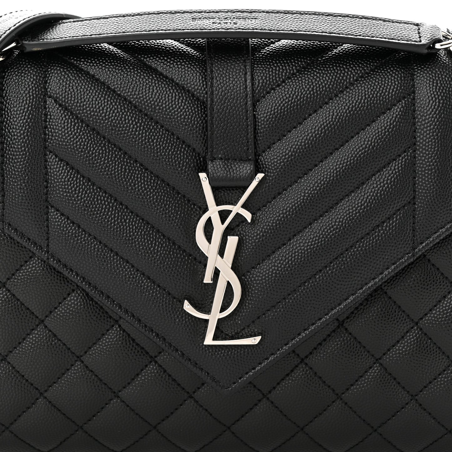 Grain De Poudre Textured Mixed Matelasse Triquilt Medium Monogram Satchel Black
