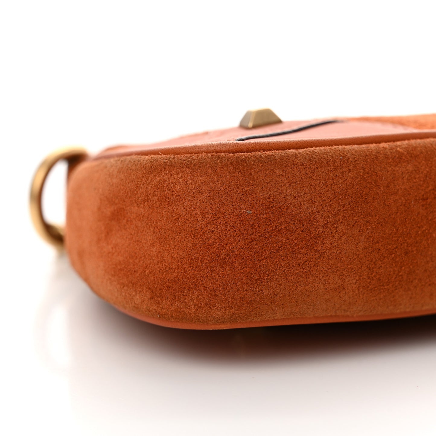 Suede Monogram Horsebit Nail Chain Pochette Orange