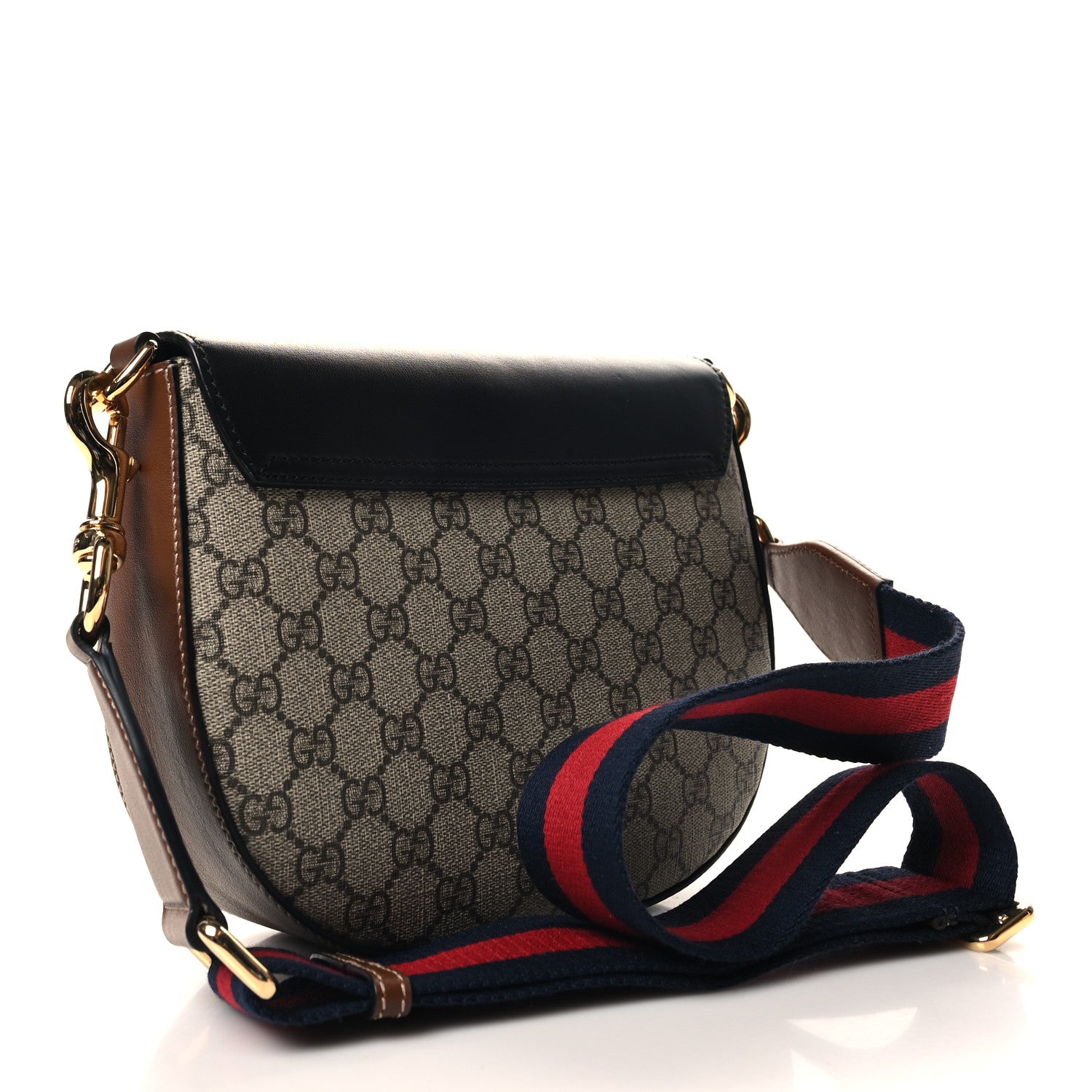 Gucci GG Supreme Monogram Web Medium Padlock Messenger Shoulder Bag Black 3 of 10