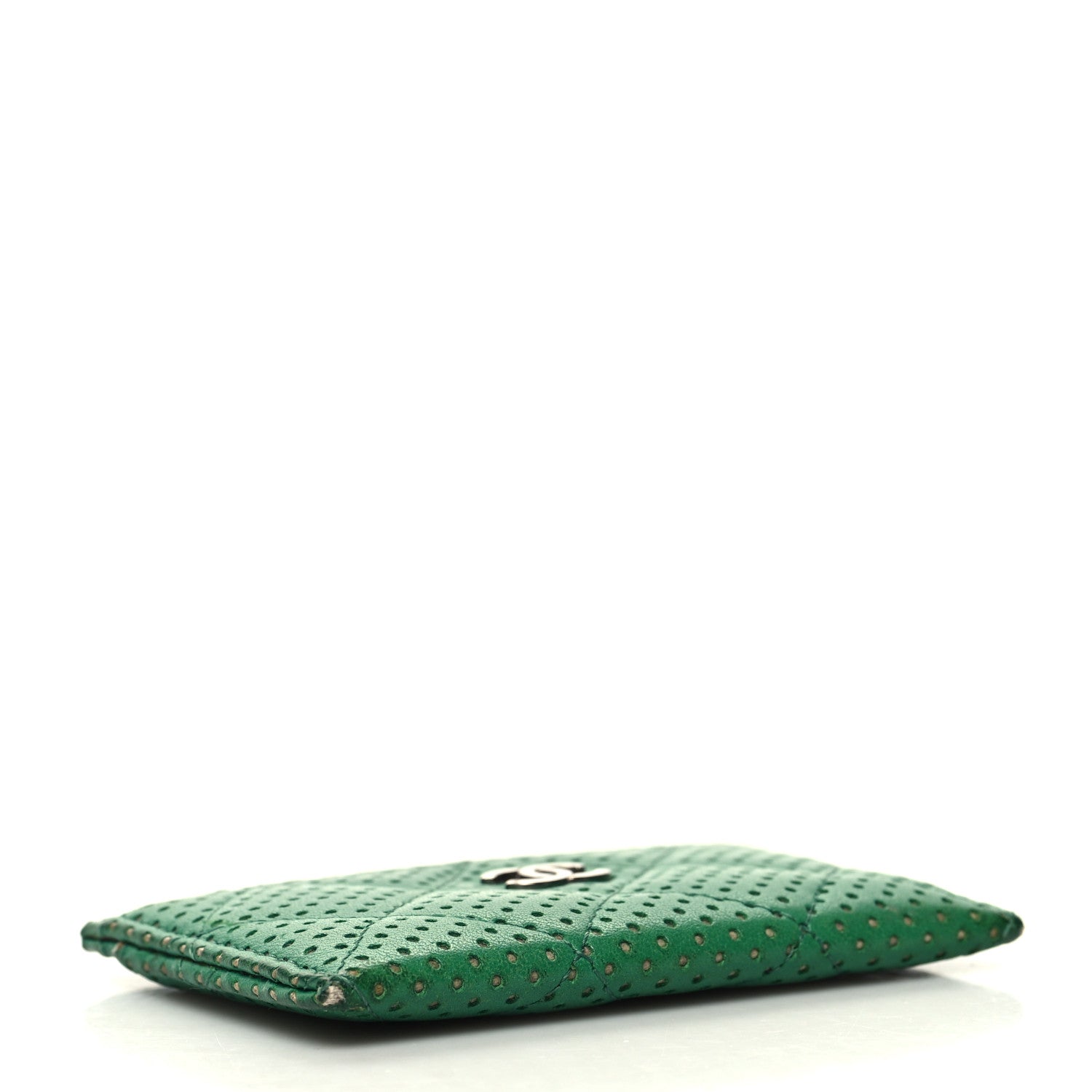 Chanel Perforated Lambskin Quilted Card Holder Green 4 of 11