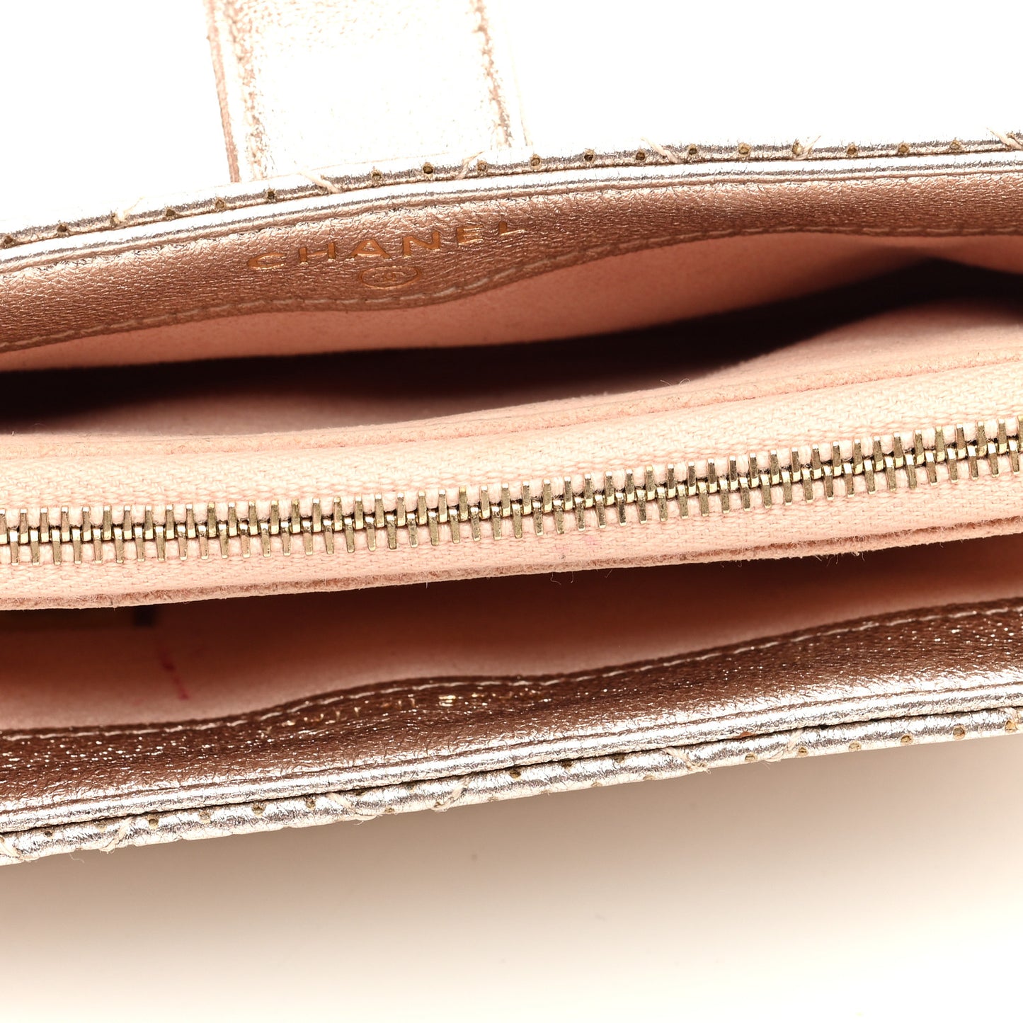 Perforated Lambskin Quilted Mini Phone Holder Clutch Gold