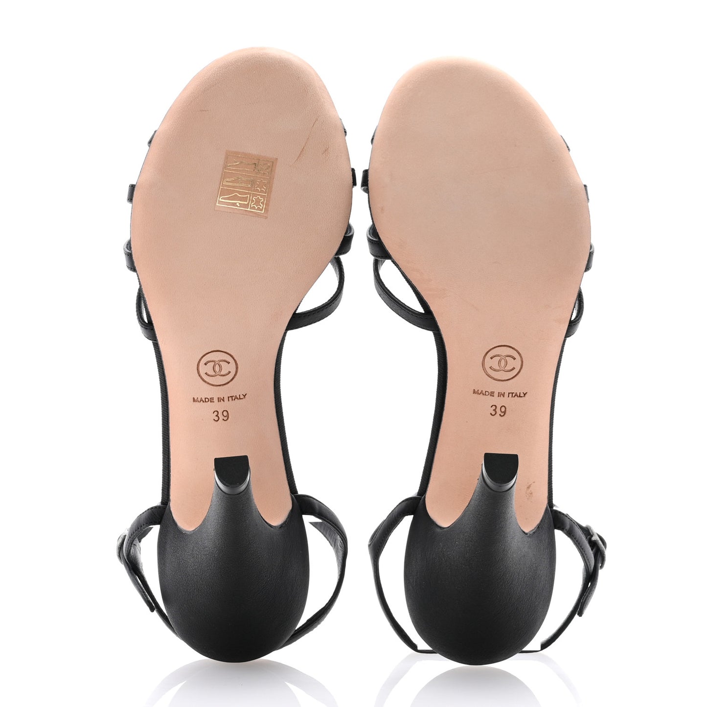 Lambskin Grosgrain Bow CC Sandals 39 Black