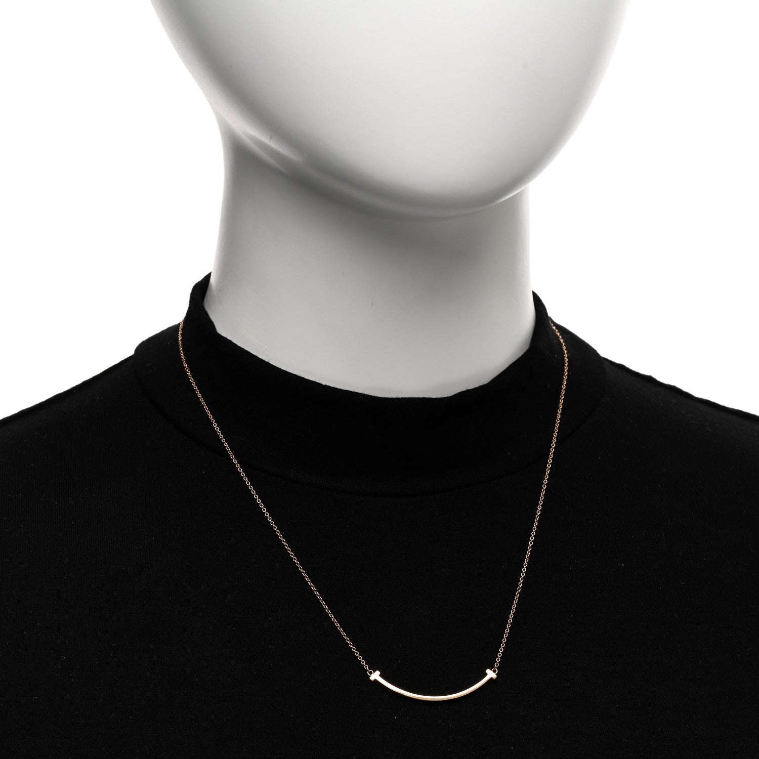 Tiffany 18K Rose Gold Small T Smile Pendant Necklace 2 of 5