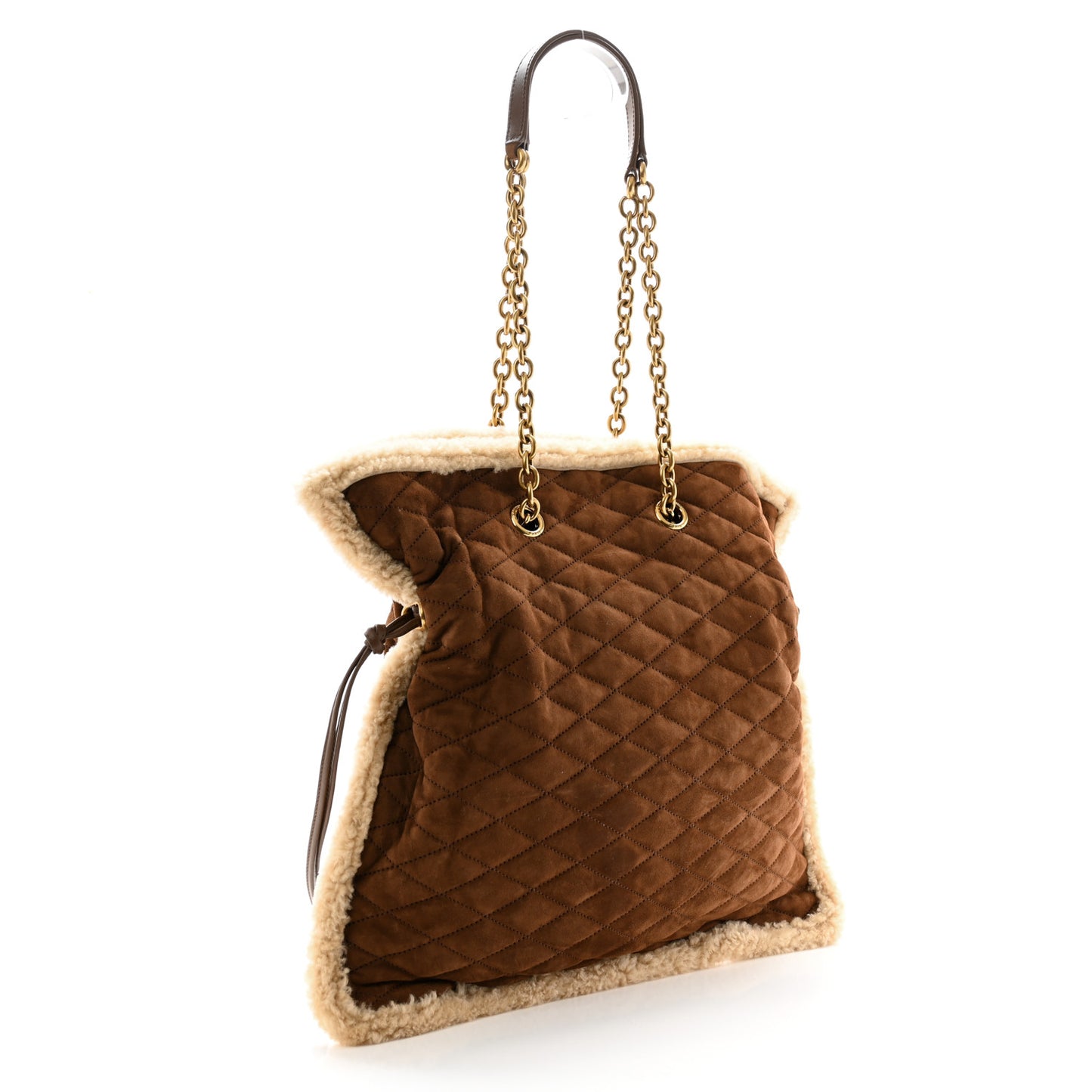 Suede Shearling Quilted Le Pochon Natural Tan