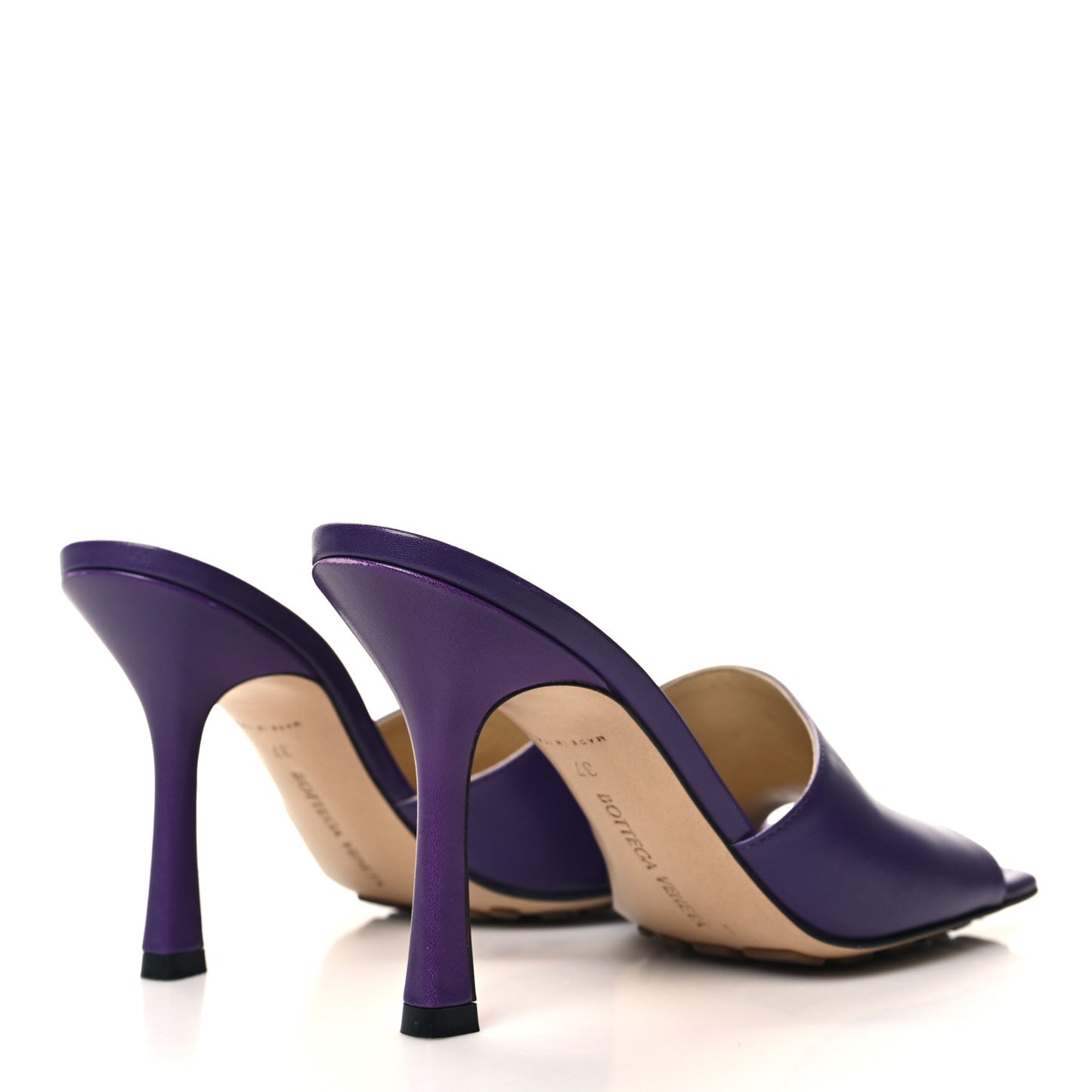 Lambskin Stretch Mule Sandals 37 Plum