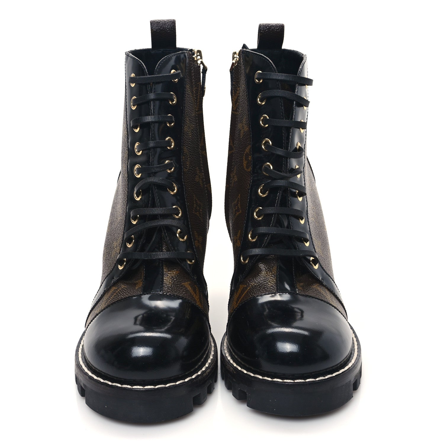 Louis Vuitton Patent Calfskin Monogram Star Trail Ankle Boots 41 Black 2 of 8