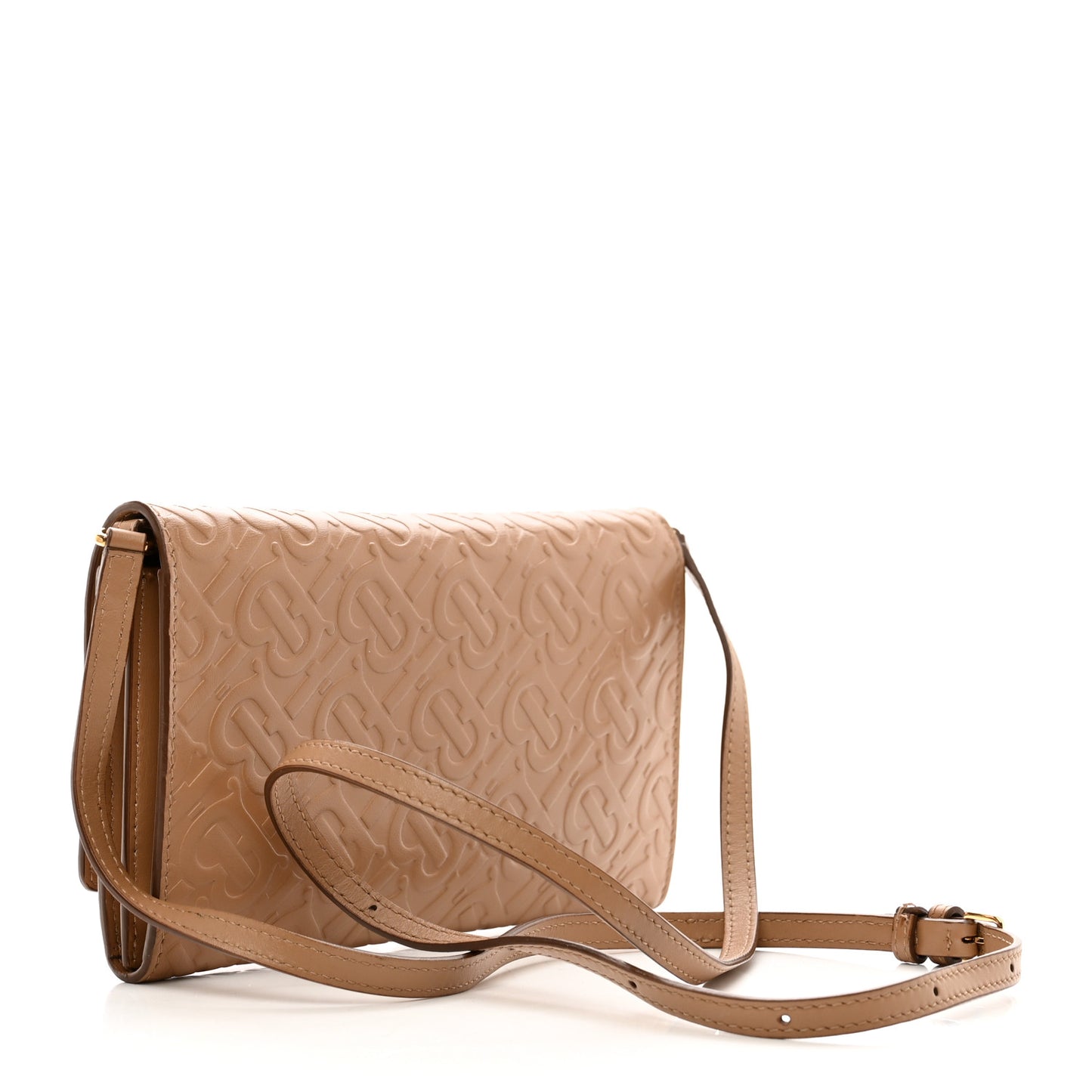 Calfskin Embossed Monogram Crossbody Light Camel