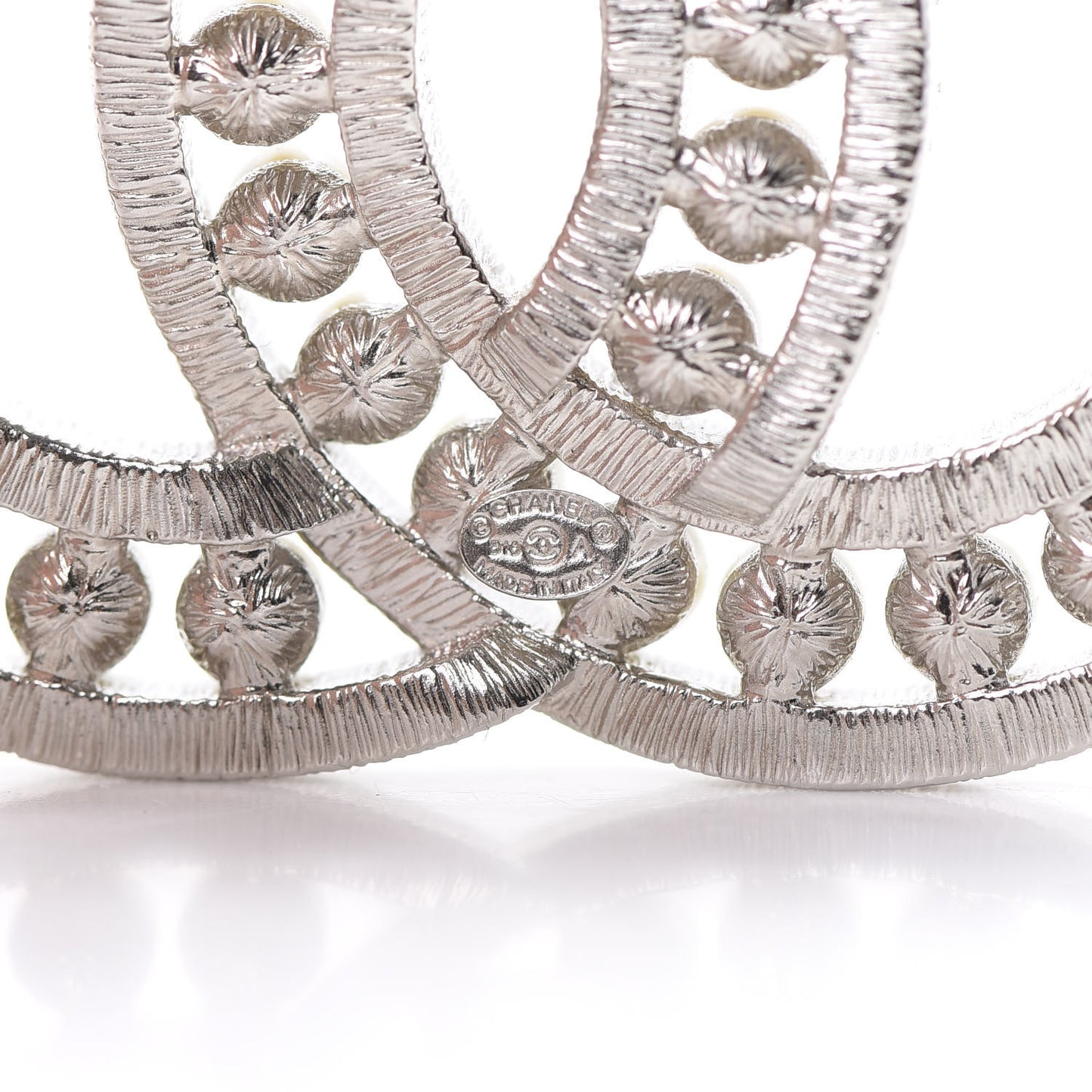 Pearl Crystal CC Brooch Silver