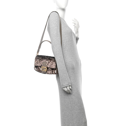 Sequin Paillettes Vitello Grace Sex and the City Baguette Tortora