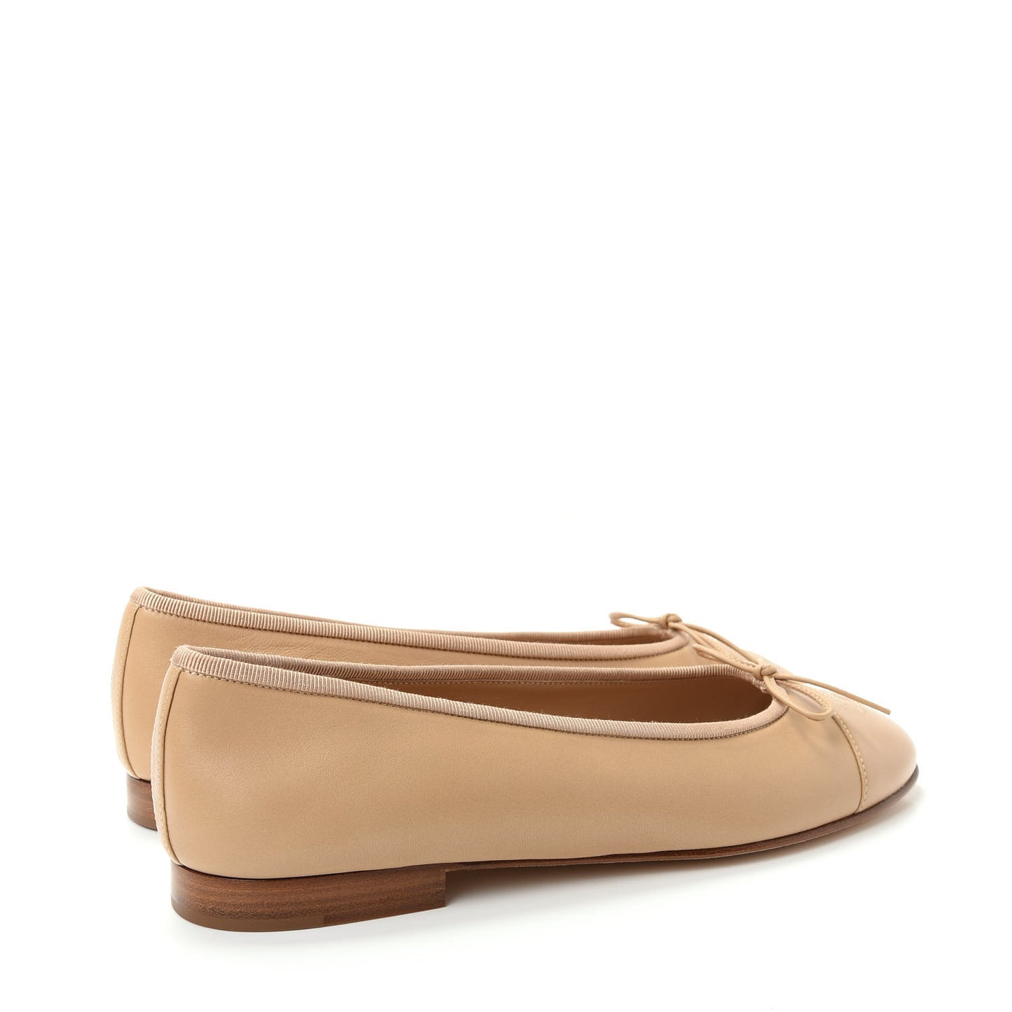 Lambskin CC Cap Toe Ballerina Flats 40.5 Beige