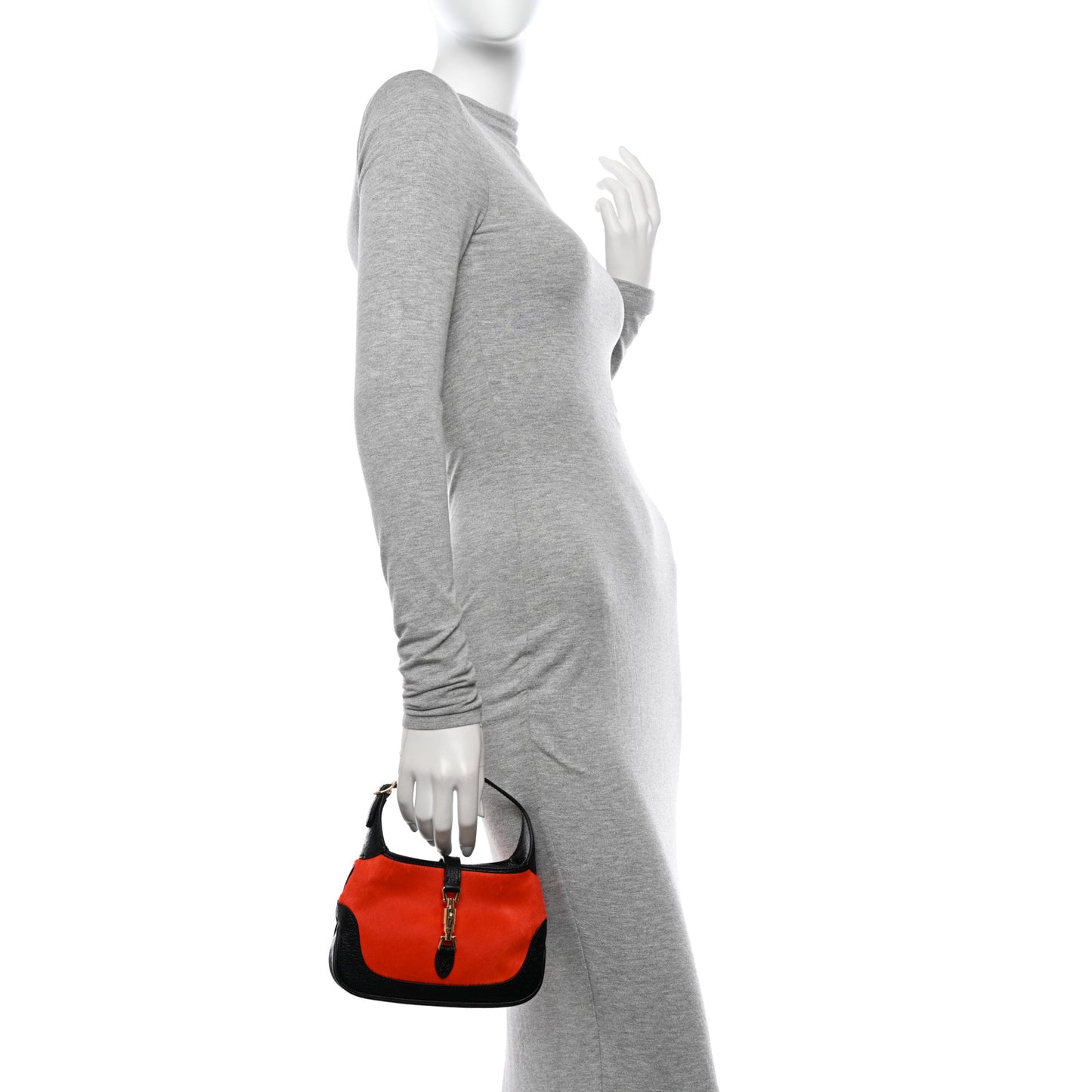 Calf Hair Textured Dollar Calfskin Mini Jackie 1961 Hobo Orange Black