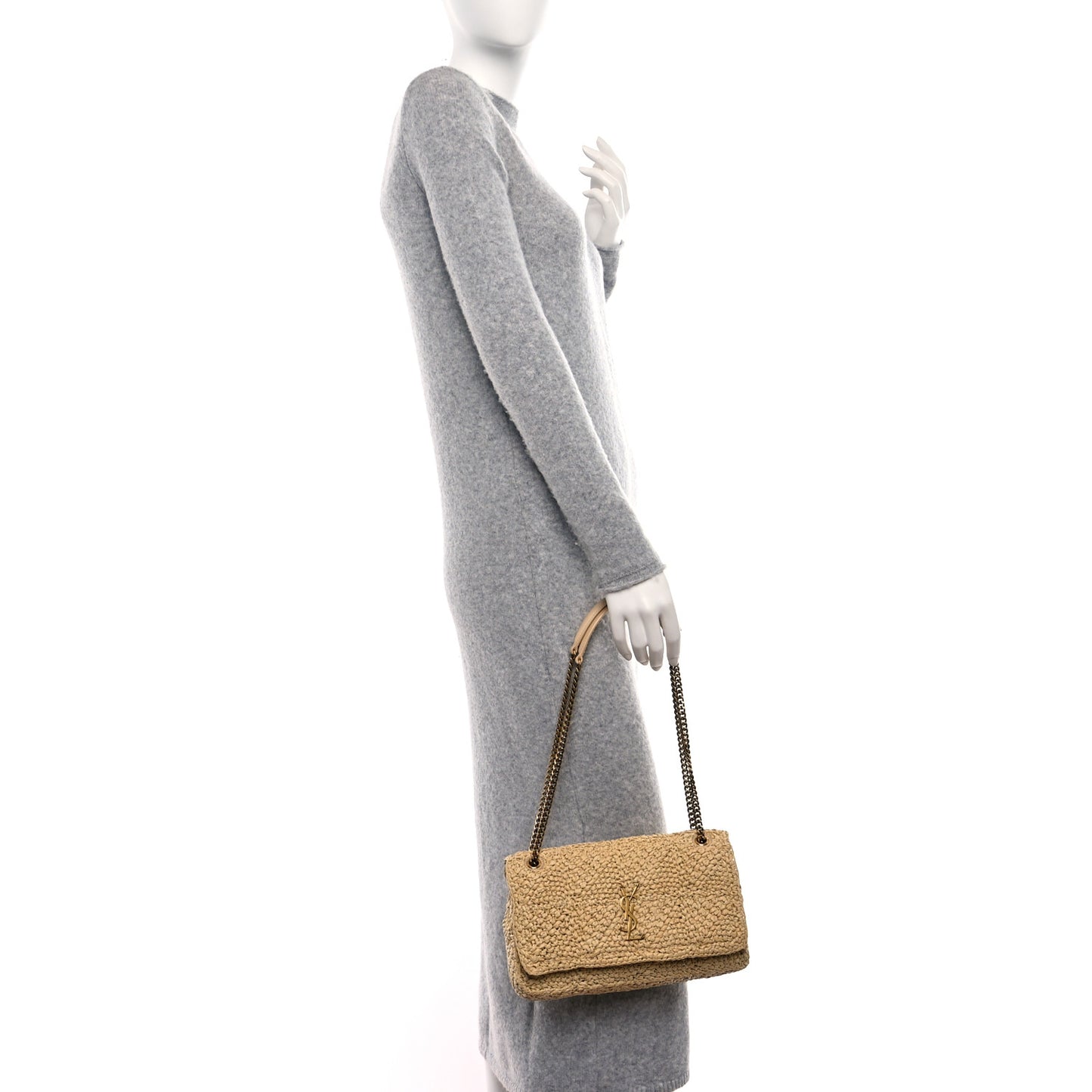 Raffia Monogram Medium Jamie Natural Avorio
