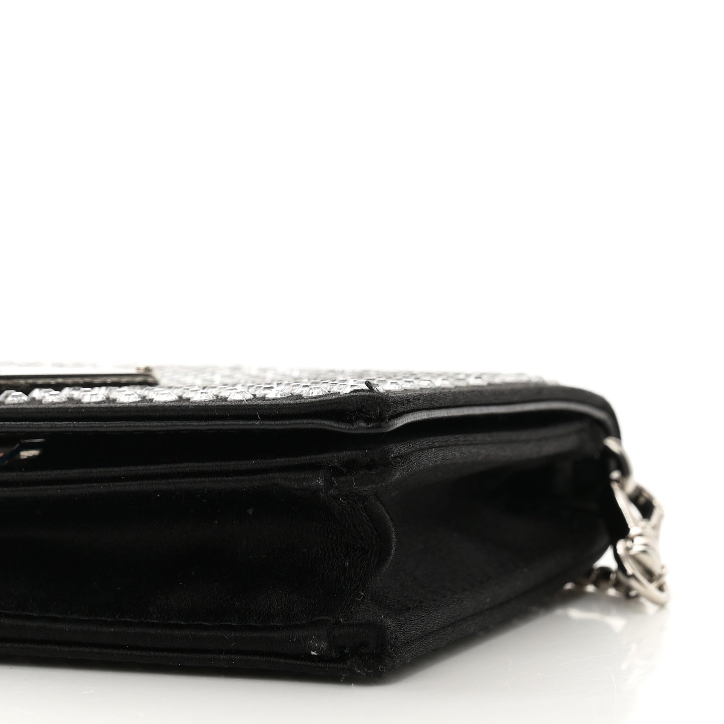 Satin Crystal Metal Triangle Logo Card Holder With Strap Cristal