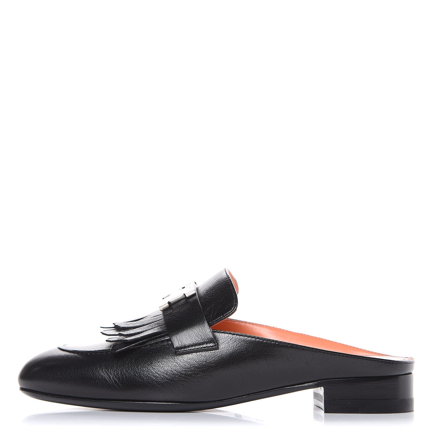 Hermes Goatskin Rivoli Mules 35 Black 1 of 9