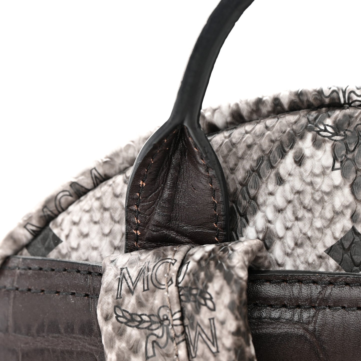 Visetos Snakeskin Printed Studded Small Stark Backpack Light Grey