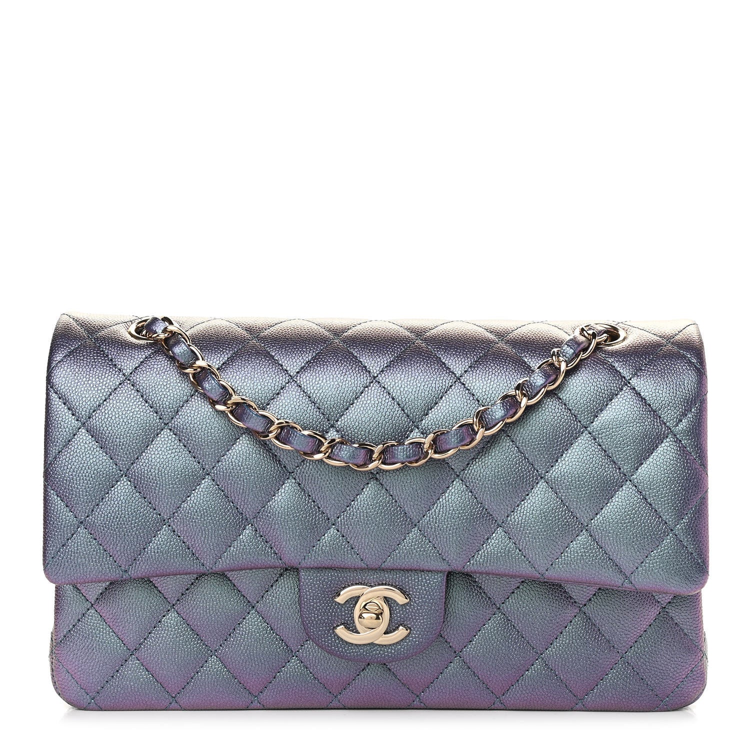 Chanel Iridescent Caviar Quilted Medium Double Flap Dark Blue 1 of 11