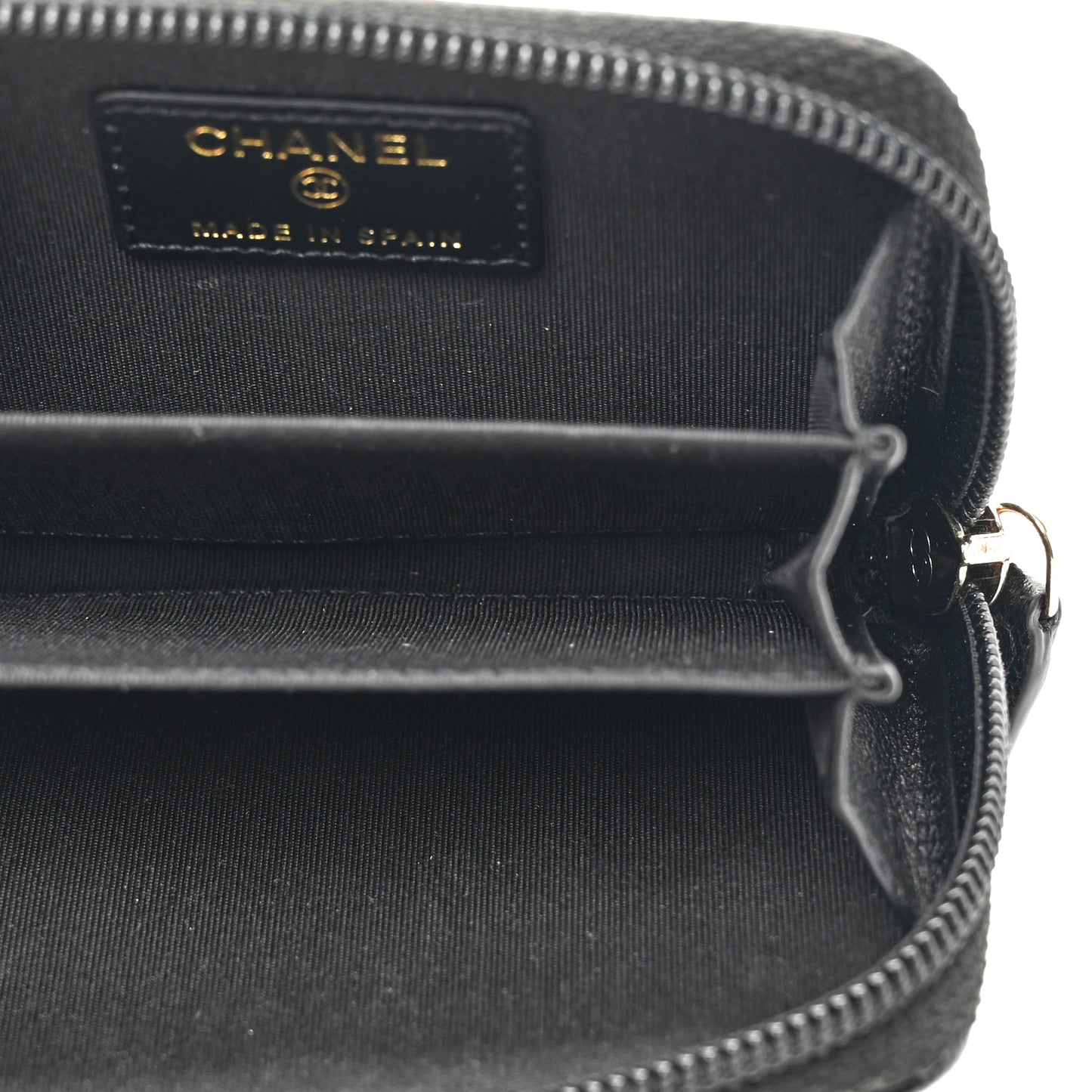 Caviar Quilted Boy Zip Around Coin Purse Wallet Black