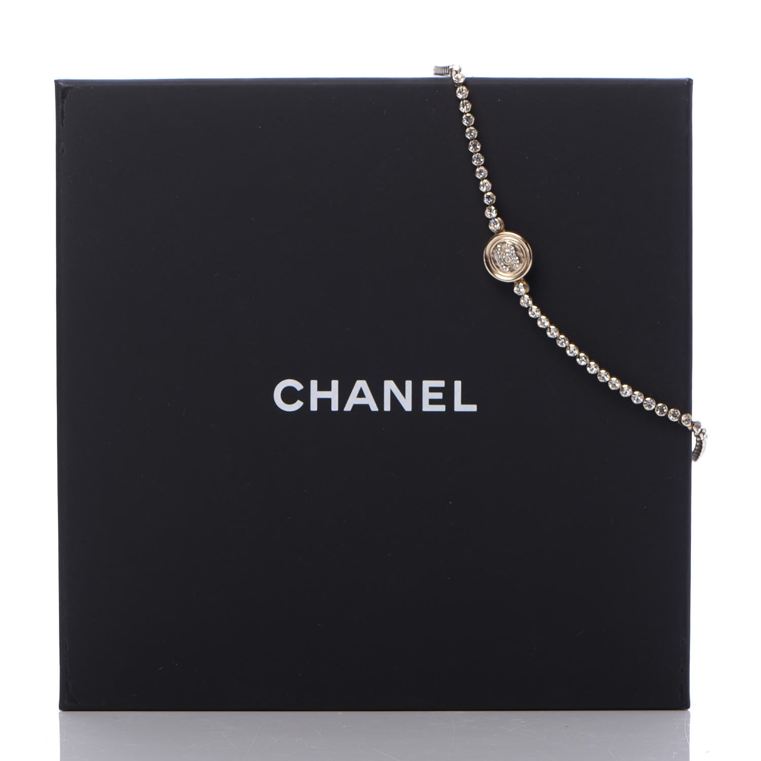 Chanel Crystal CC Chain Short Necklace Gold 6 of 6