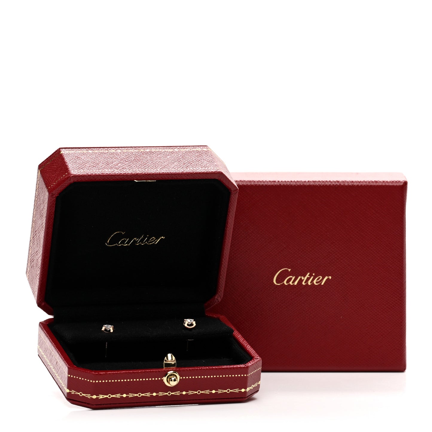 18K Pink Gold Diamond .36ctw C De Cartier Earrings