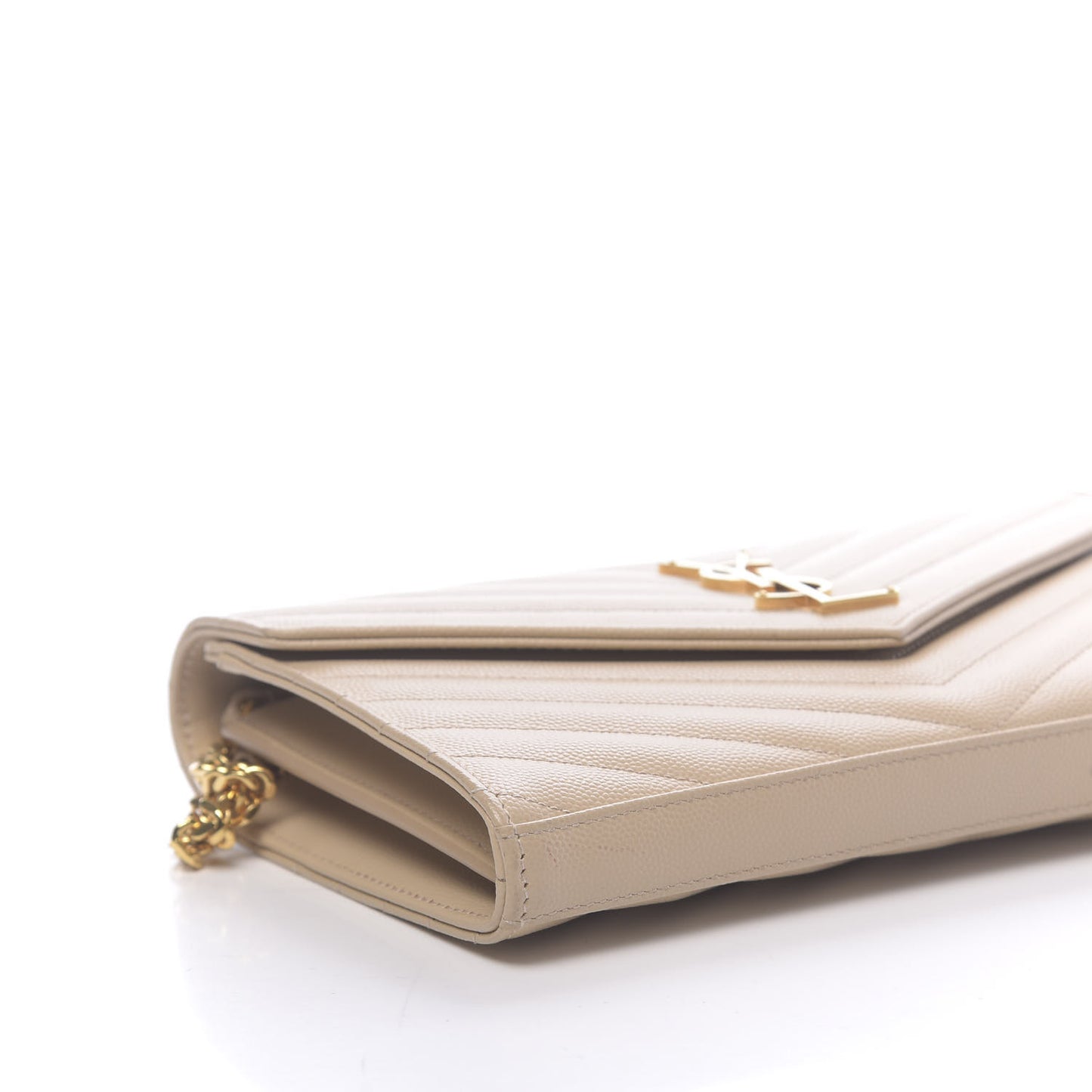 Grain De Poudre Matelasse Chevron Monogram Chain Wallet Nude Powder