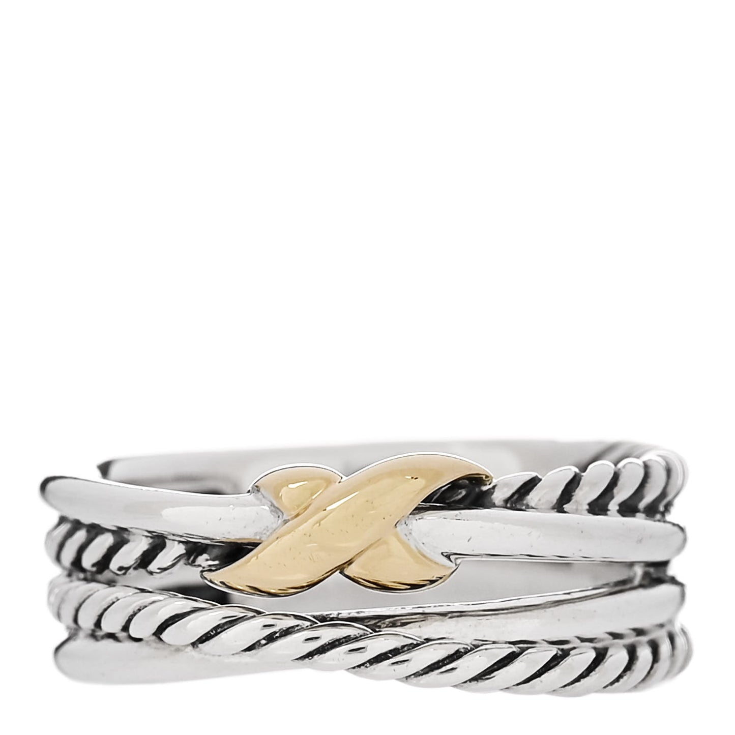 Sterling Silver 18K Yellow Gold 6mm X Crossover Ring 49 5