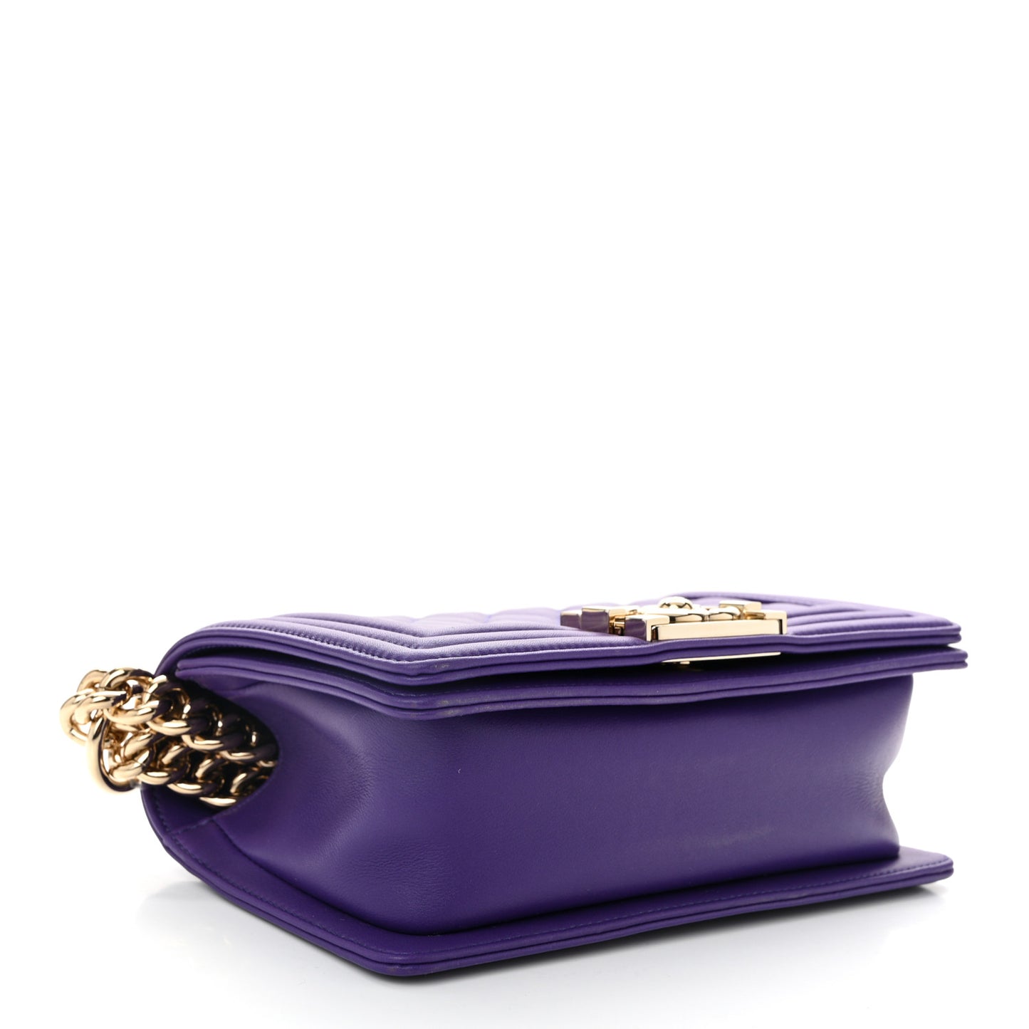 Calfskin Quilted Small Boy Flap Purple