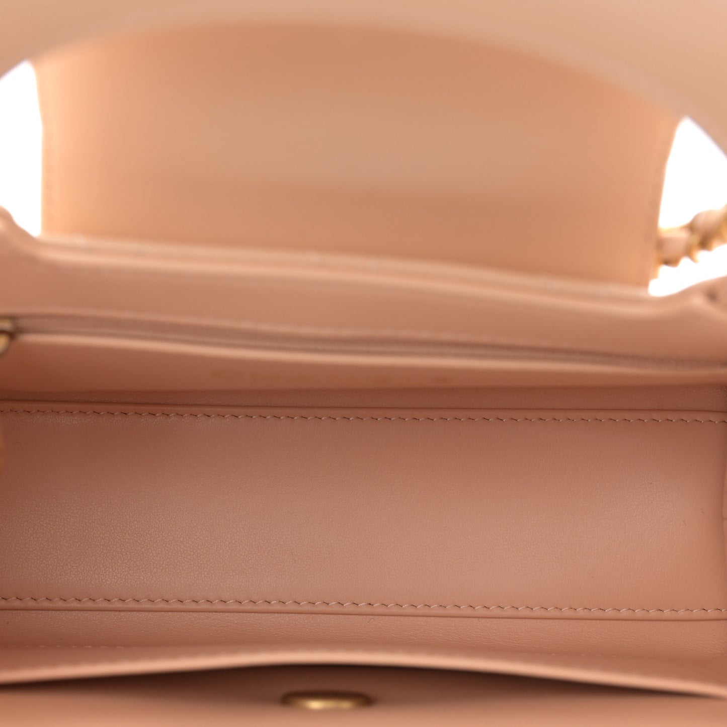 Shiny Aged Calfskin Quilted Nano Kelly Shopper Beige