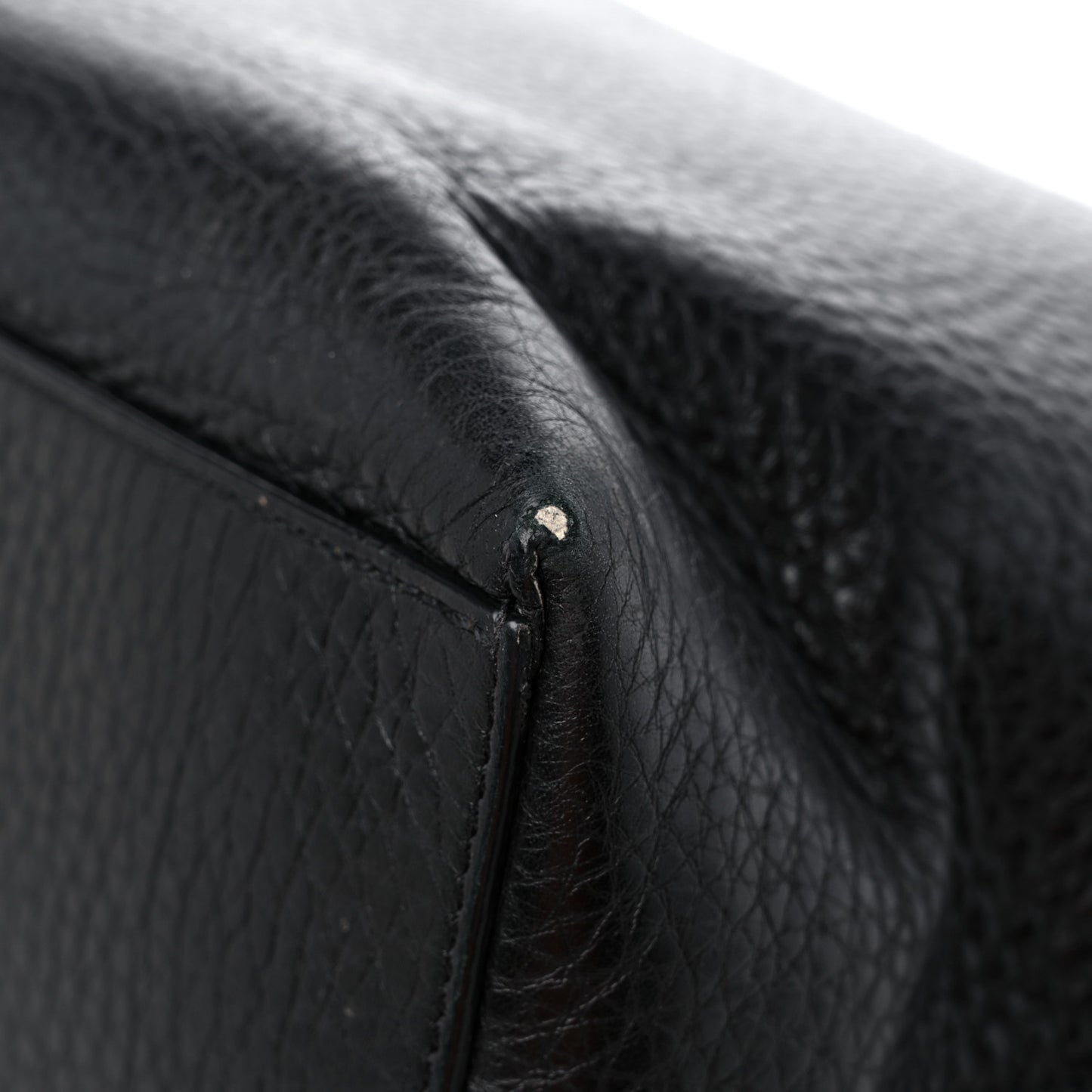 Grained Calfskin Rockstud Shoulder Tote Black
