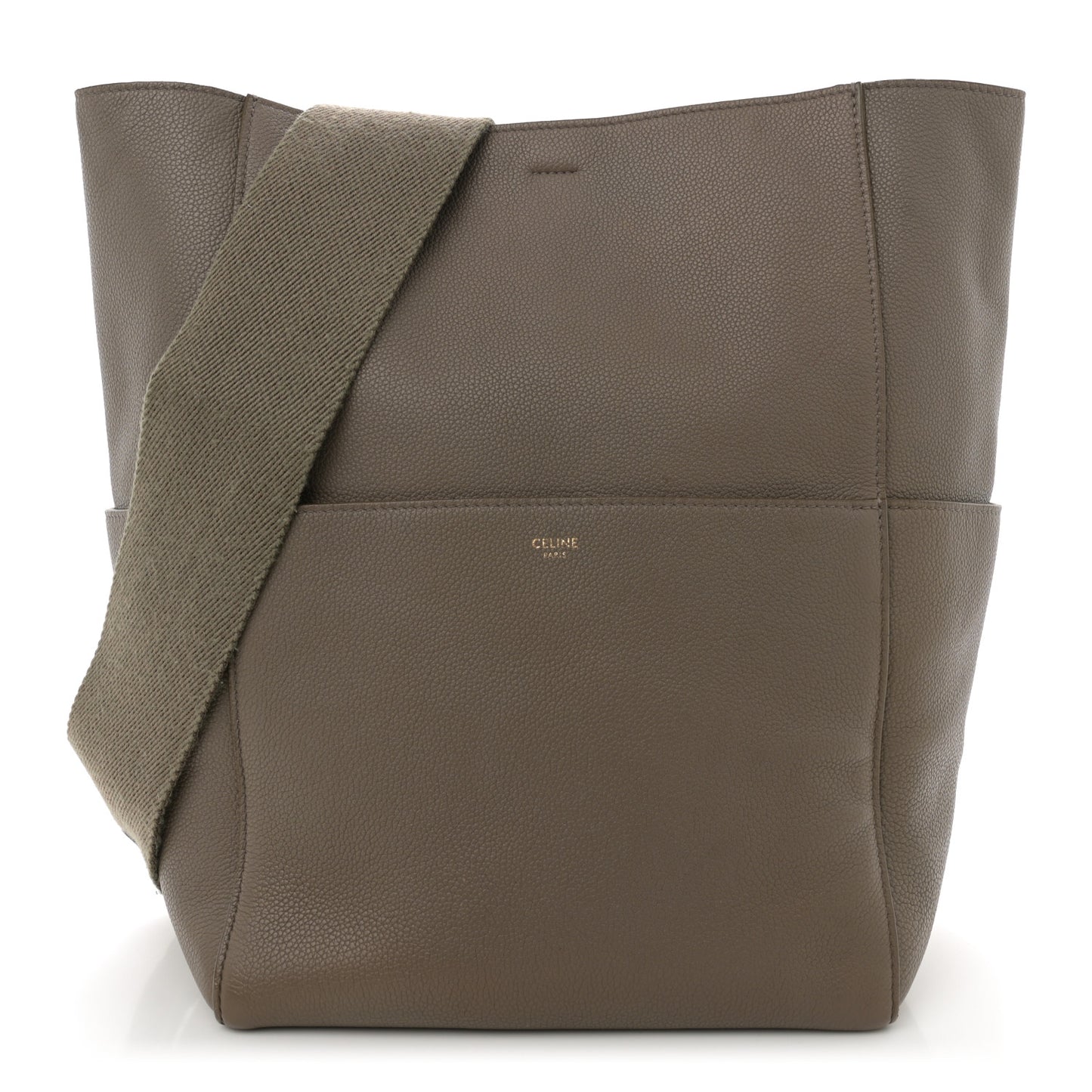 Soft Grained Calfskin Sangle Bucket Bag Taupe