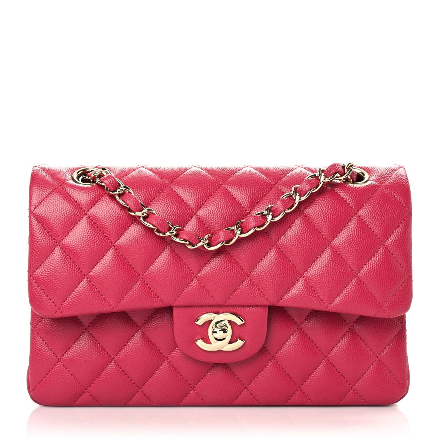 Caviar Quilted Small Double Flap Dark Pink