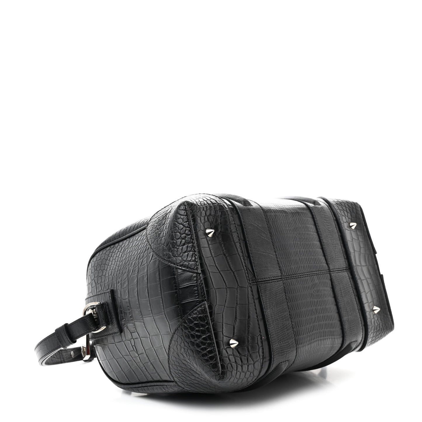 Calfskin Crocodile Embossed Medium Lucrezia Black