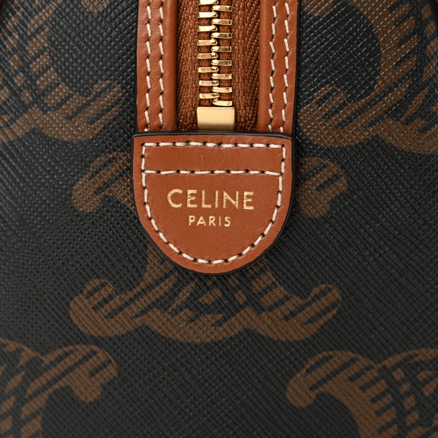 Celine Triomphe Canvas XL Calfskin Small Boston Bag Tan 6 of 10