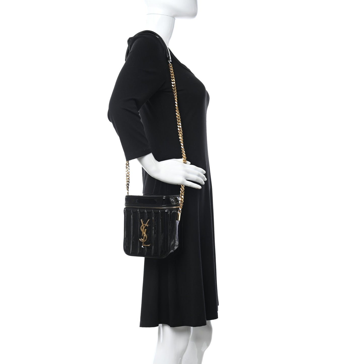 Patent Matelasse Monogram Vicky Vanity Black