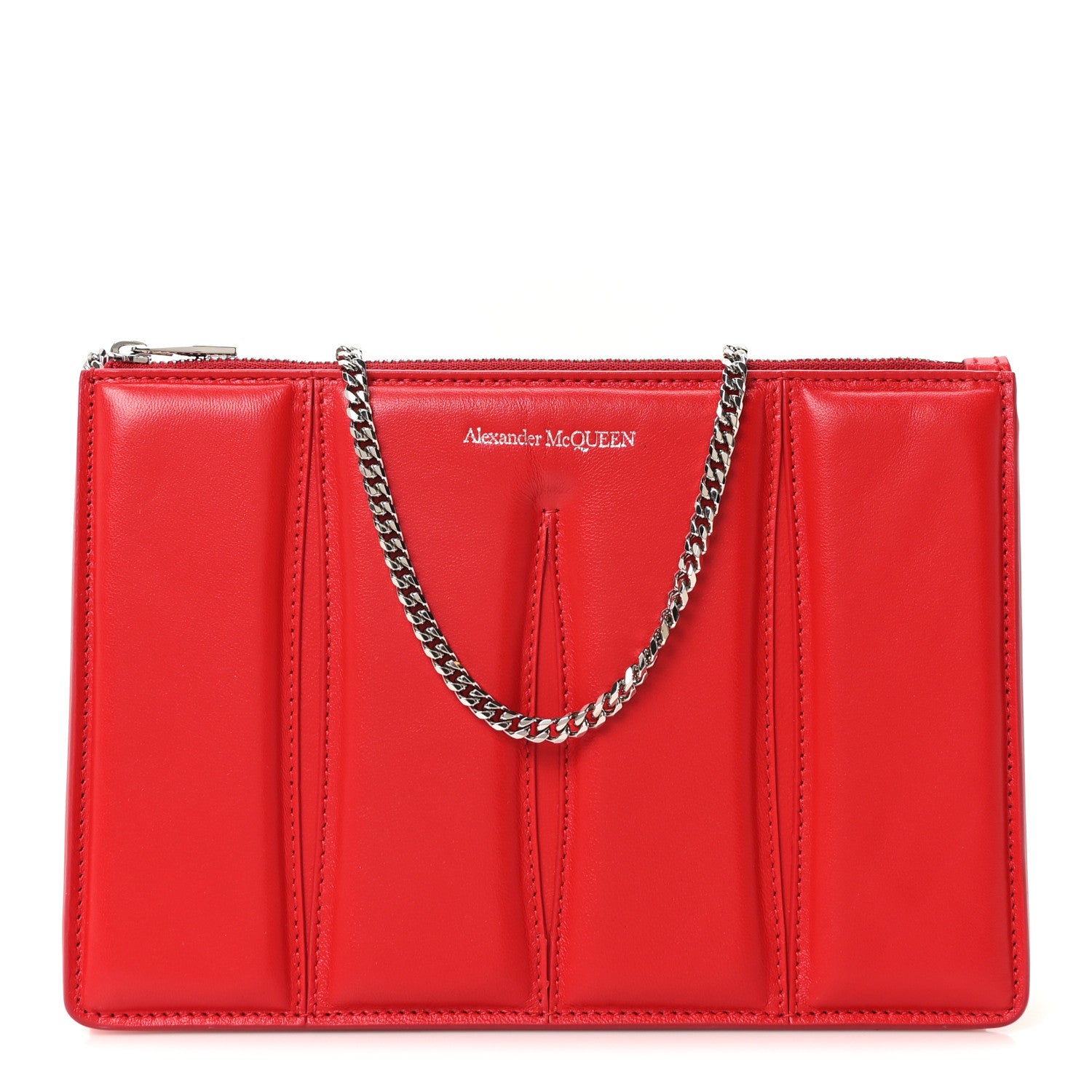 Alexander McQueen Calfskin Slash Pouch Welsh Red 1806622