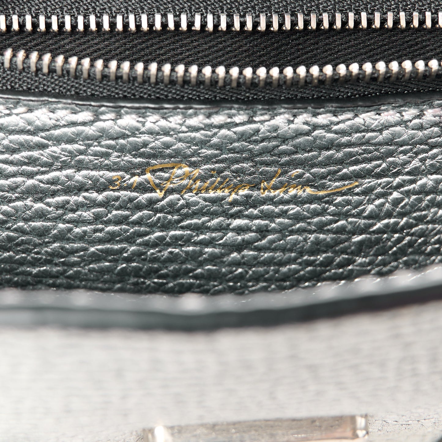 Metallic Textured Calfskin Mini Pashli Satchel Black Silver