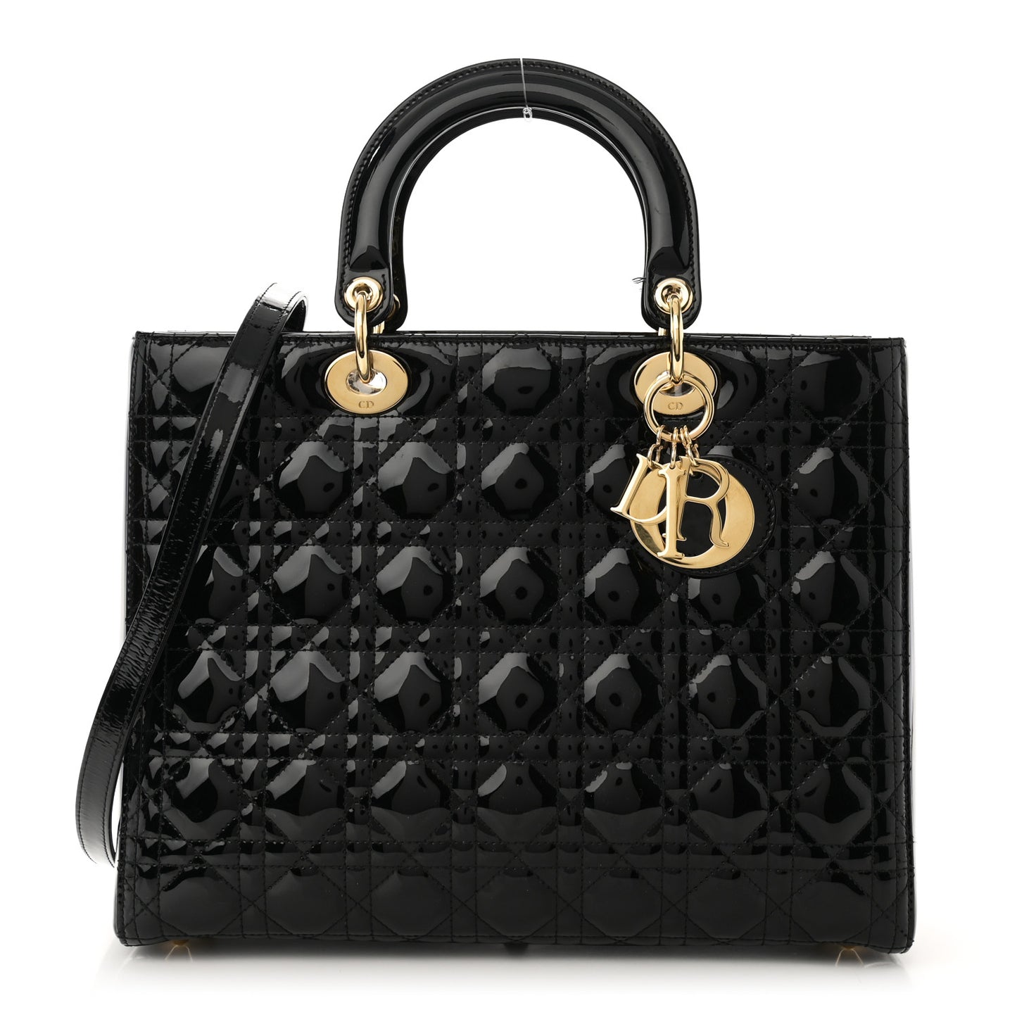 Patent Cannage Large Lady Dior Black