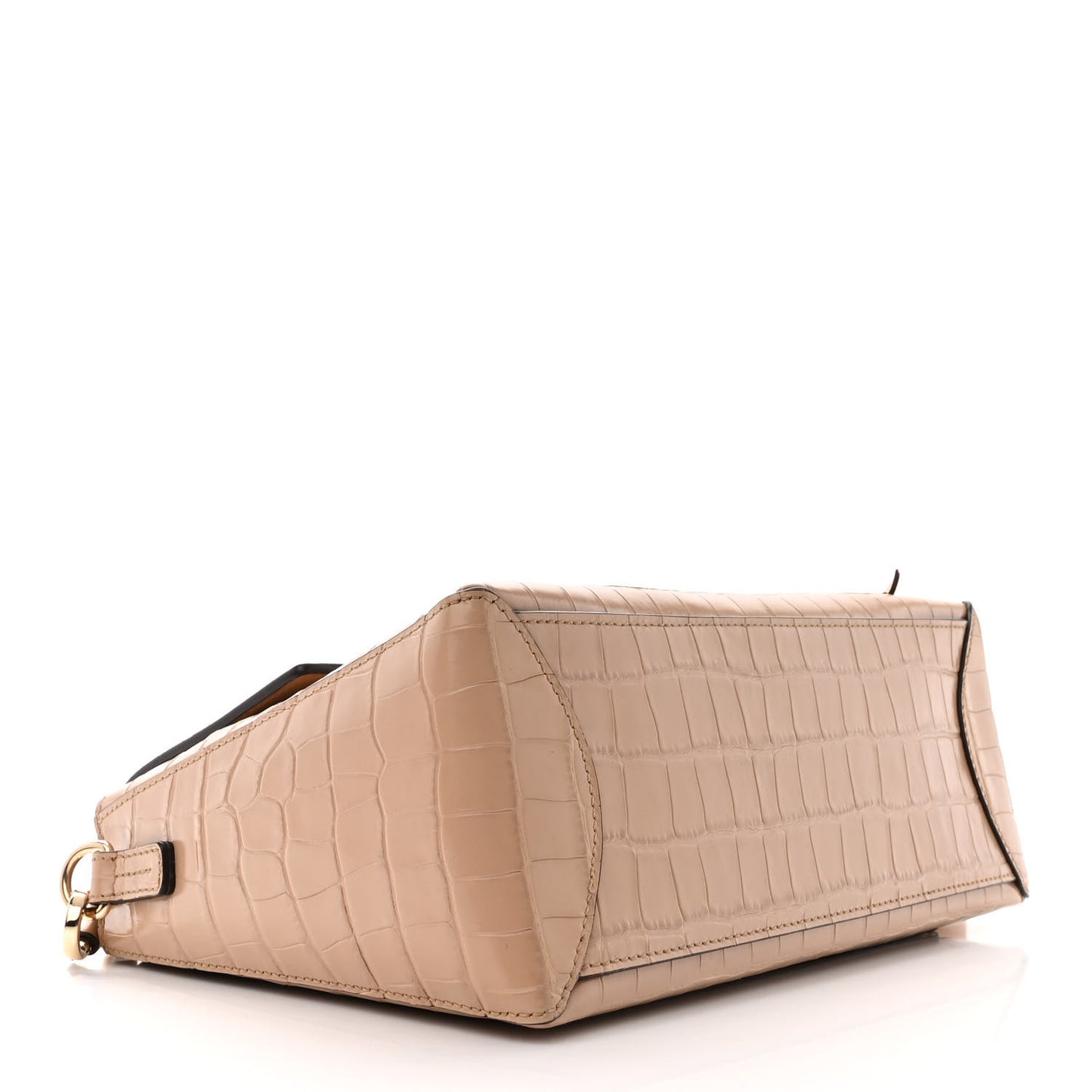 Calfskin Crocodile Embossed Small Faye Day Shoulder Bag Beige