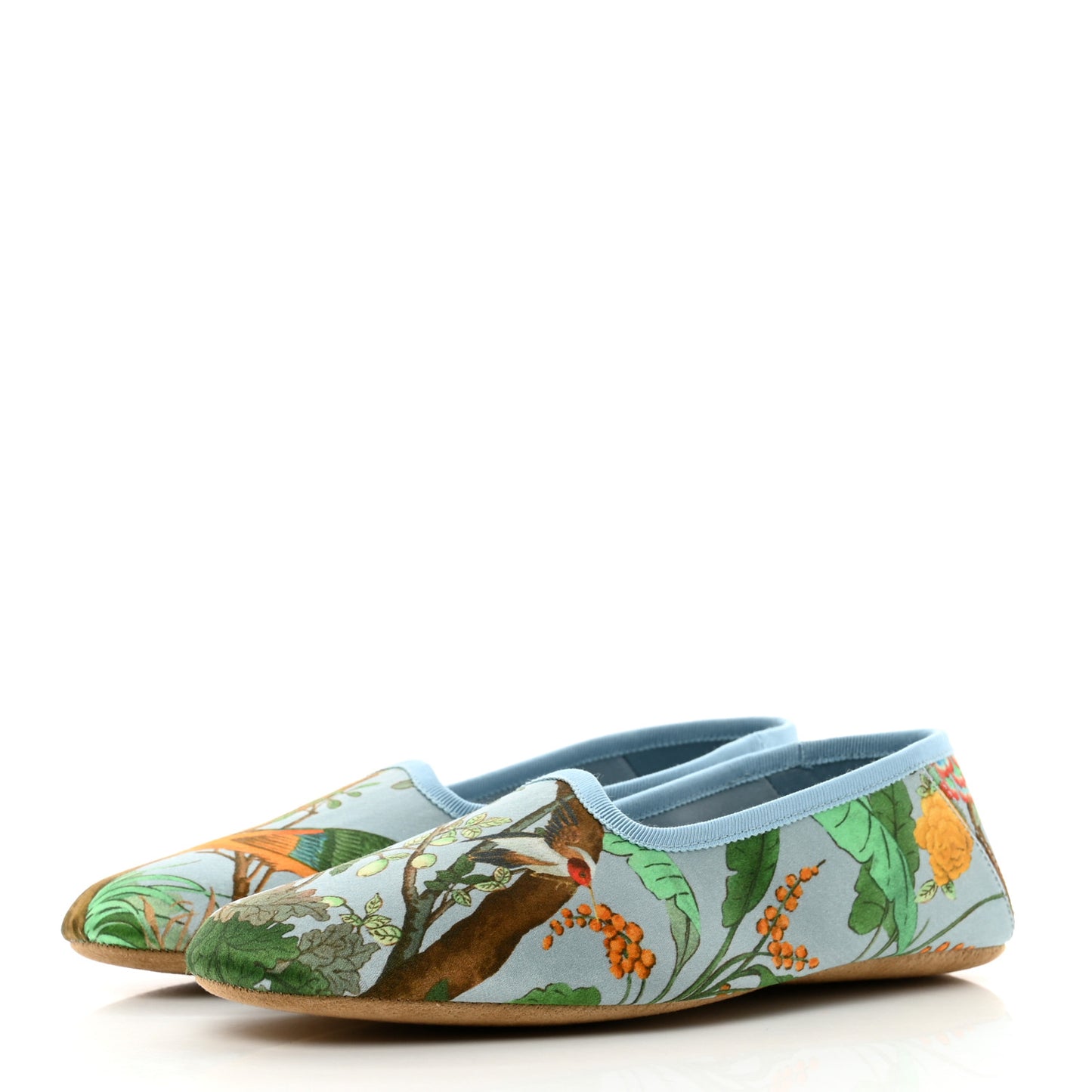 Satin Voyage Eco Tian Printed Womens Flats 36 Light Blue Multicolor