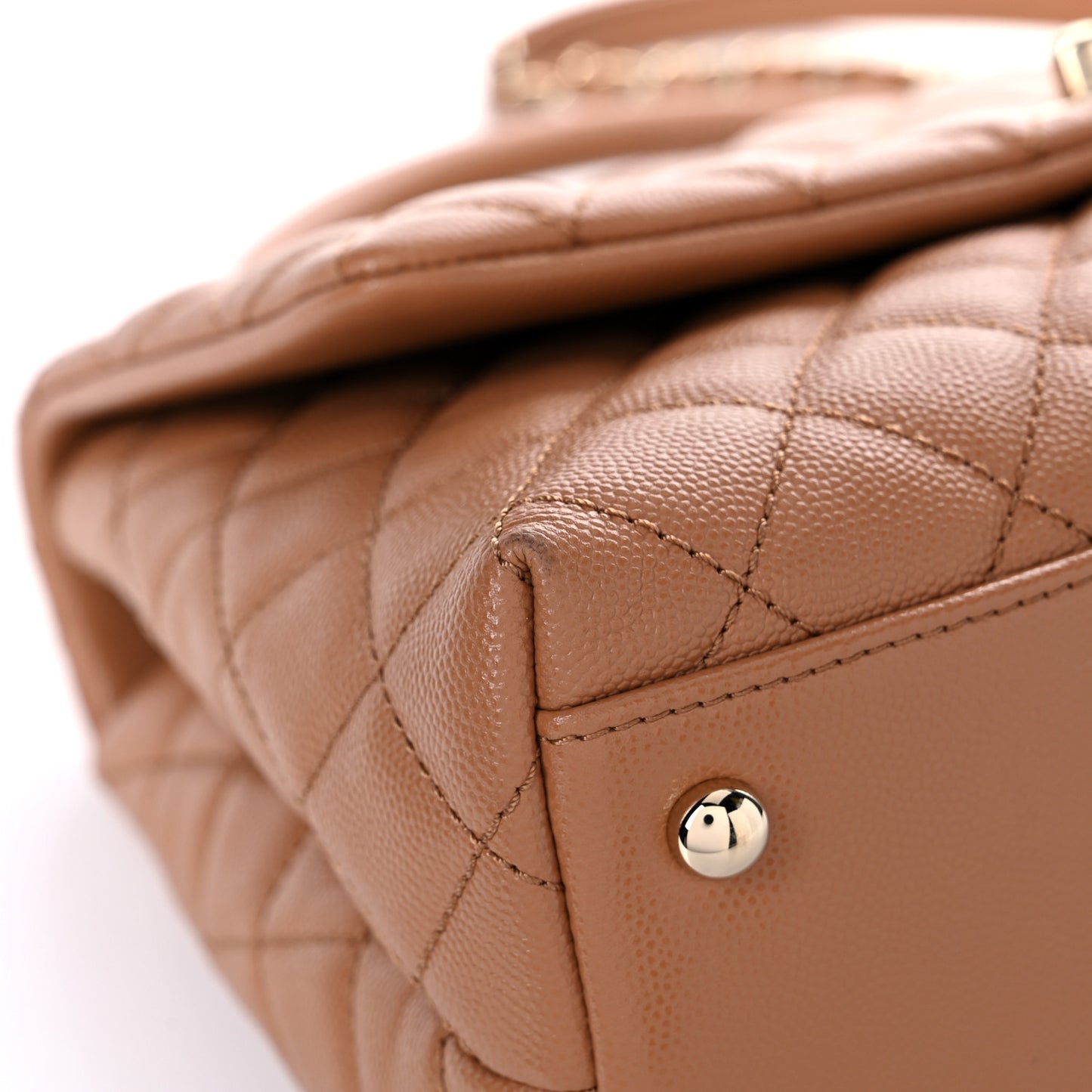 Caviar Quilted Small Coco Handle Flap Brown