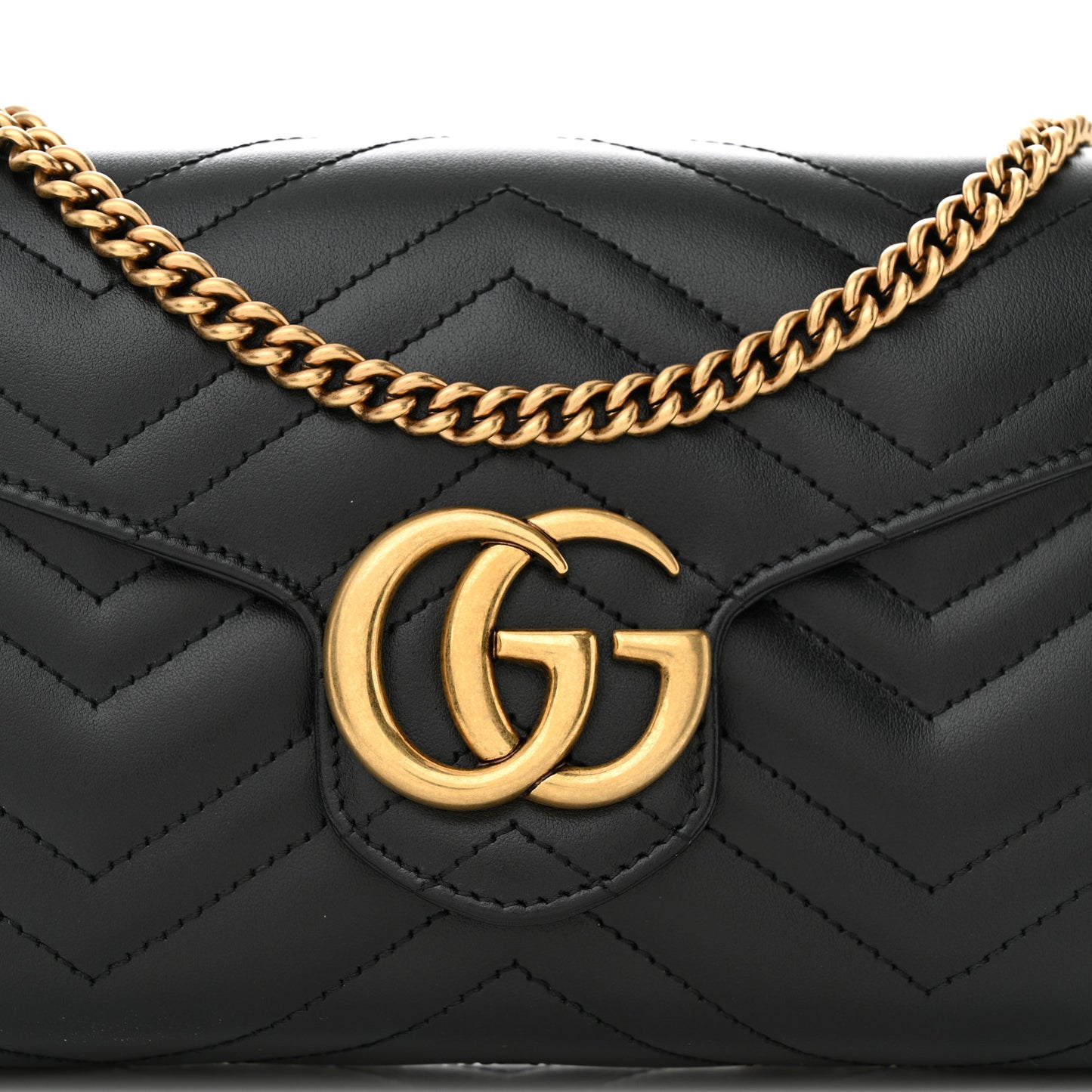 Calfskin Matelasse GG Marmont Chain Wallet Black