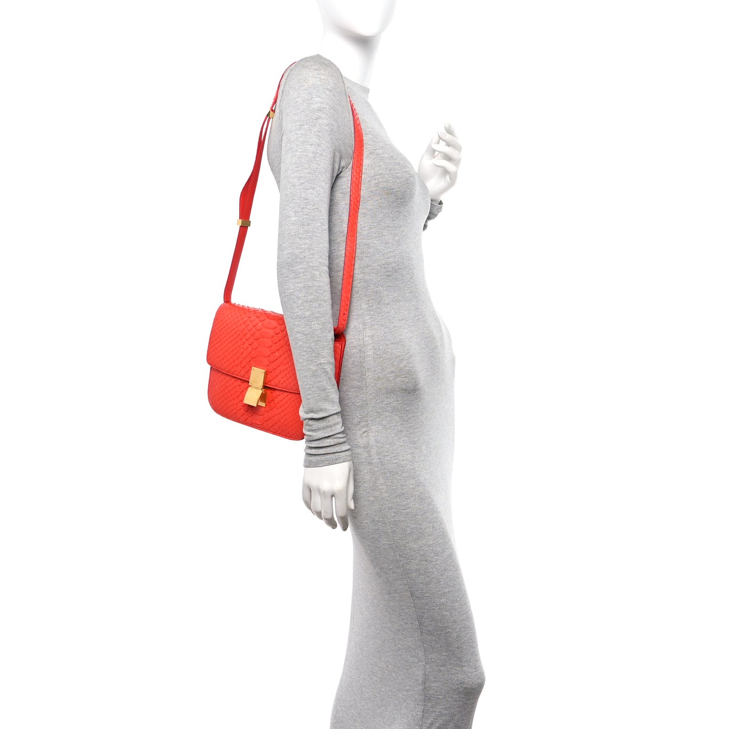 Snakeskin Medium Classic Box Flap Orange