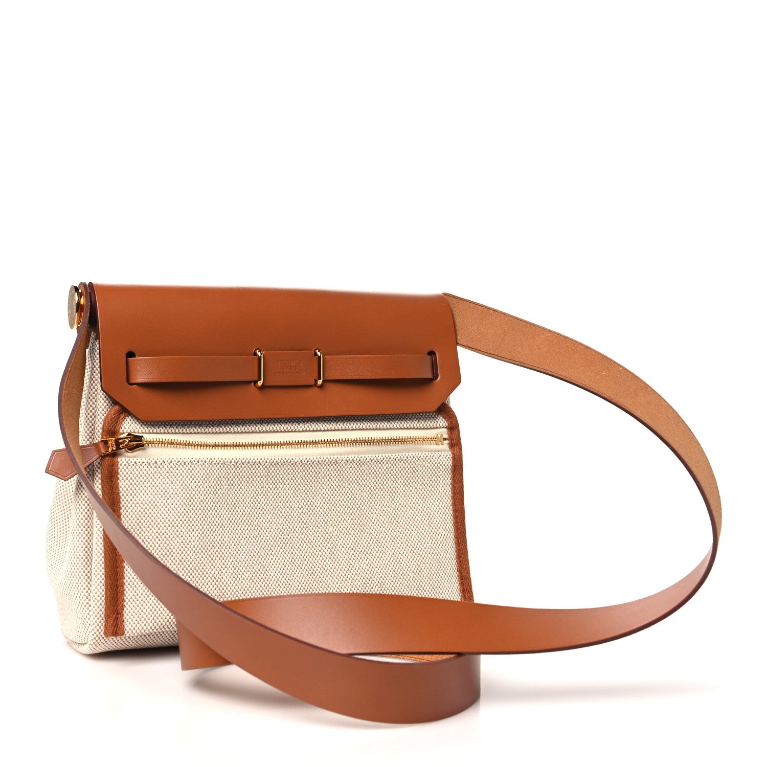 Hermes Military Toile Vache Hunter Herbag Zip Retourne 20 Ecru Beige Fauve 3 of 11