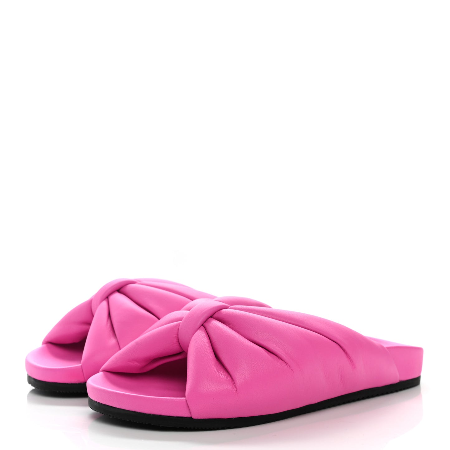 Smooth Nappa Logo Puffy Slide Sandals 37 Fluo Pink White