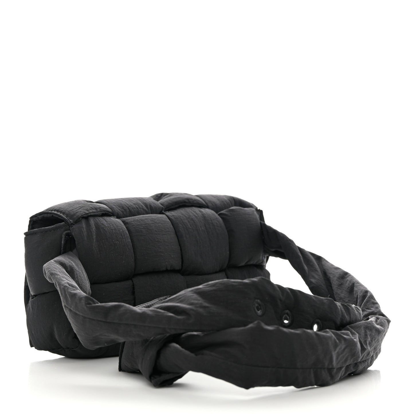 Nylon Intrecciato Padded Tech Mini Cassette Belt Bag Black