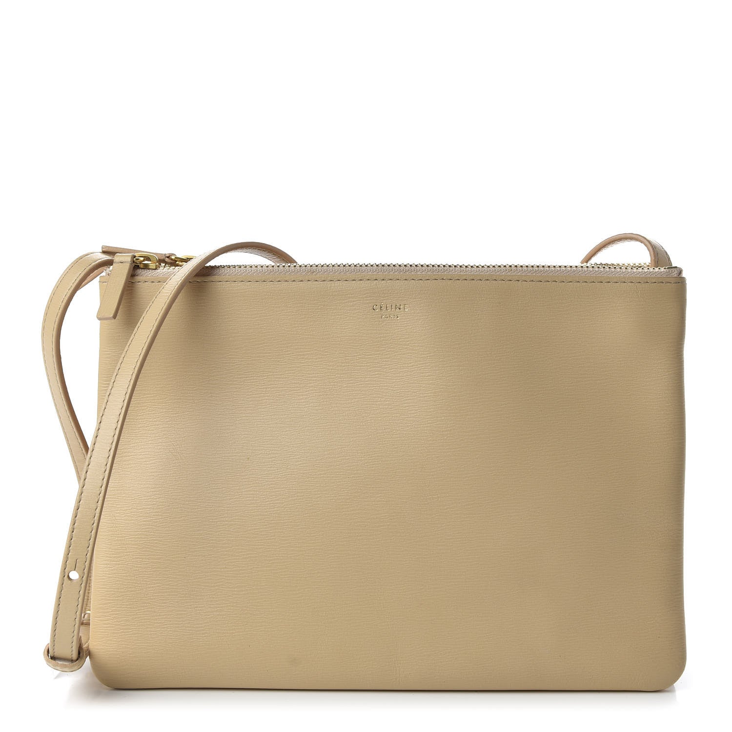 Celine Lambskin Large Trio Crossbody Bag Beige 1 of 9