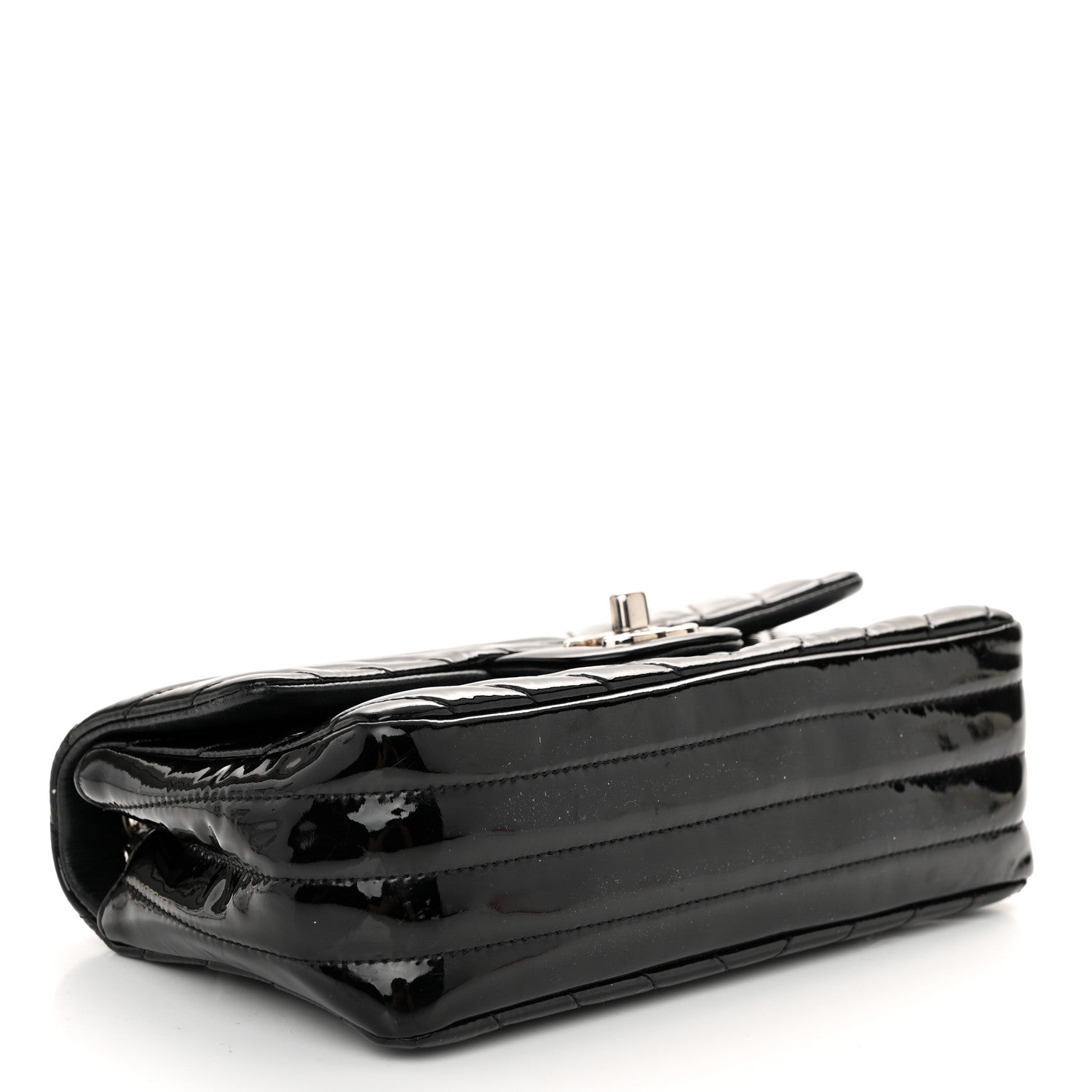 Chanel Patent Calfskin Chevron Quilted Mini Rectangular Flap Black 4 of 10